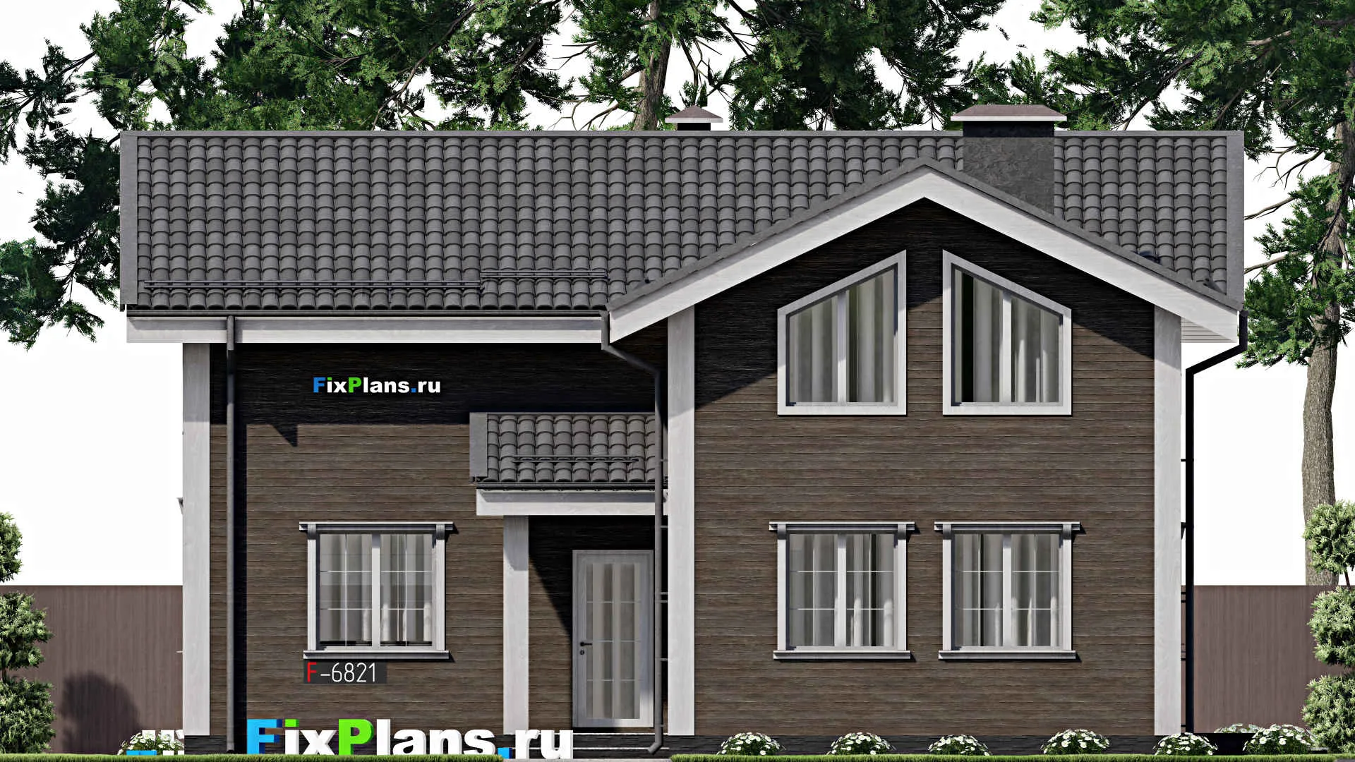 F-6821 - Проект дома с мансардой 13 на 14, площадью 180 м² с 4 спальнями