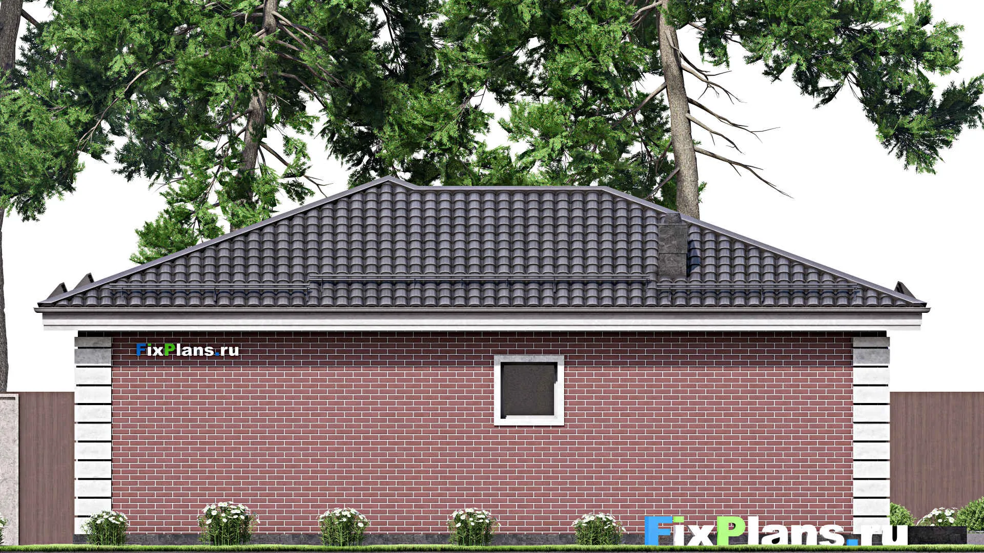 F-15398 - Проект бани 14 на 17, площадью 130 м² с комнатой отдыха, терассой и санузлом