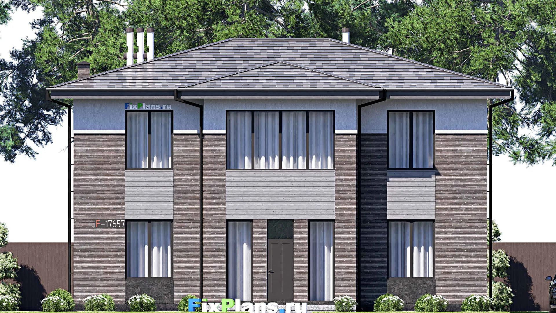 F-17657 - Проект двухэтажного дома 14 на 15, площадью 230 м² с 5 спальнями