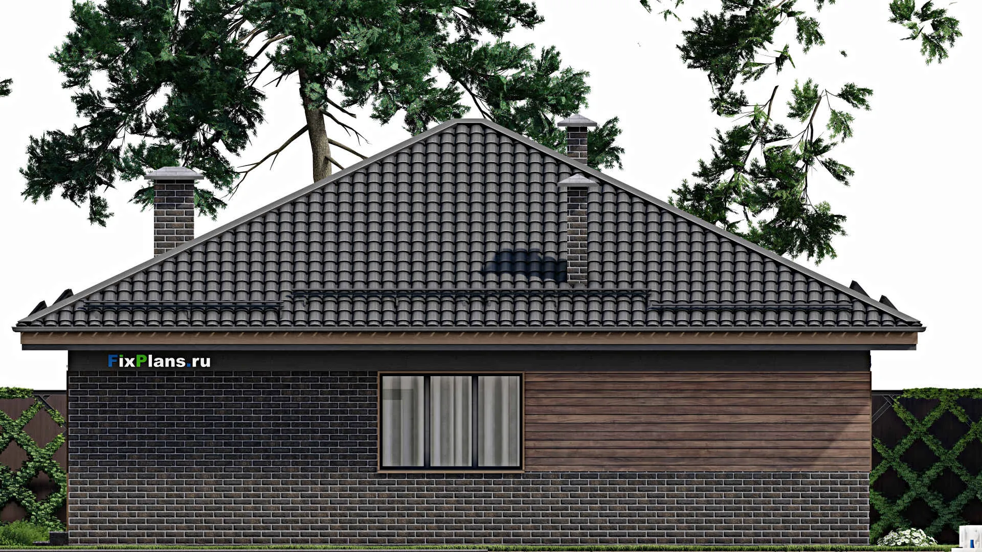 F-5156 - План одноэтажного дома 12 на 12, площадью 110 м² с 3 спальнями