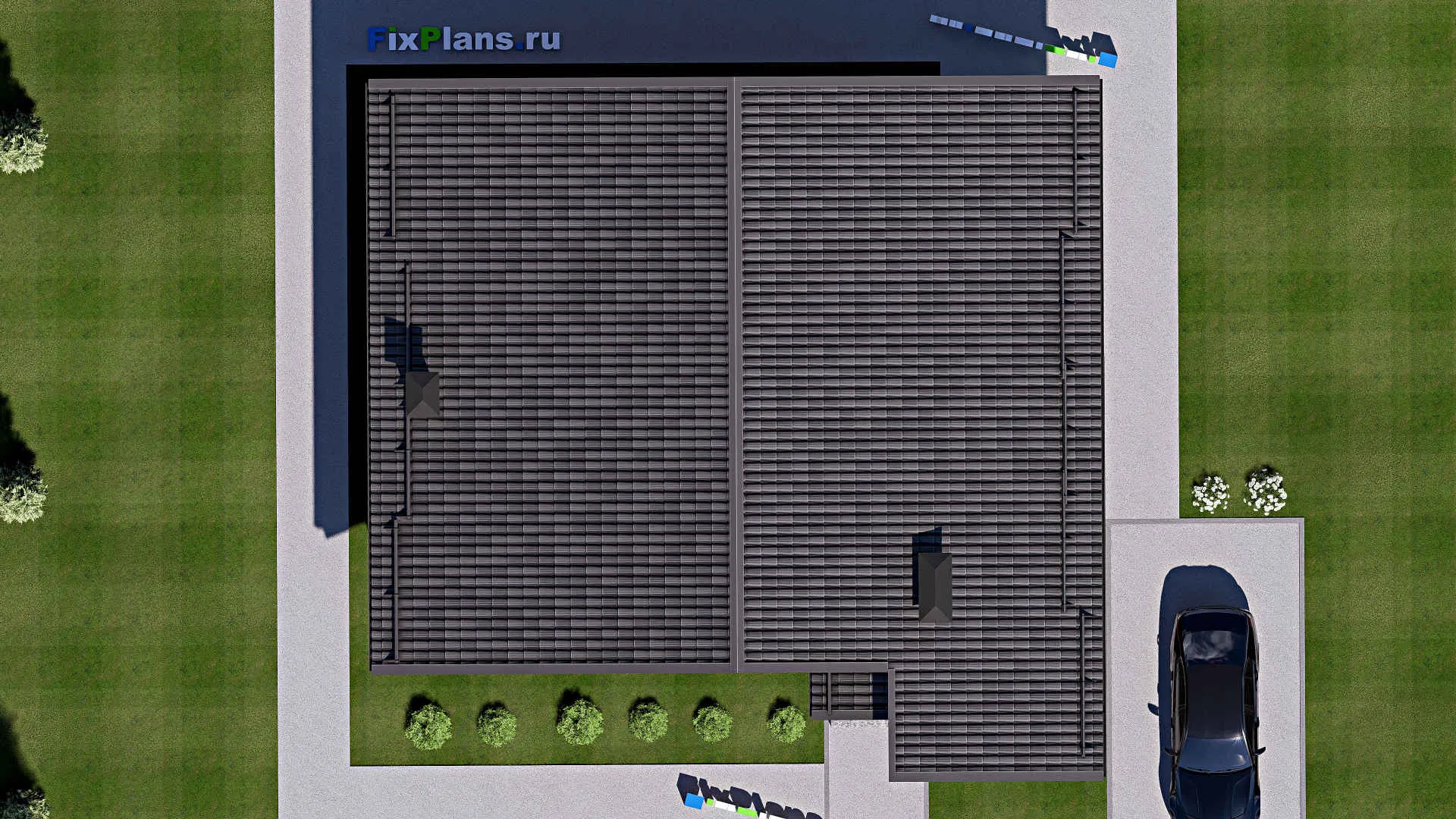F-12482 - Проект одноэтажного дома 14 на 14, площадью 120 м² с 3 спальнями