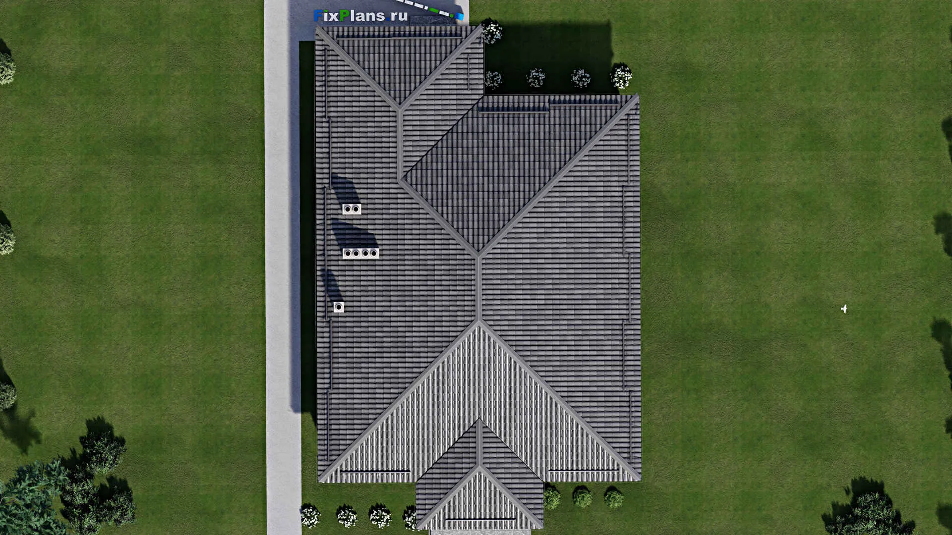 F-8585 - Проект одноэтажного дома 13 на 21, площадью 180 м² с террасой и 3 спальнями