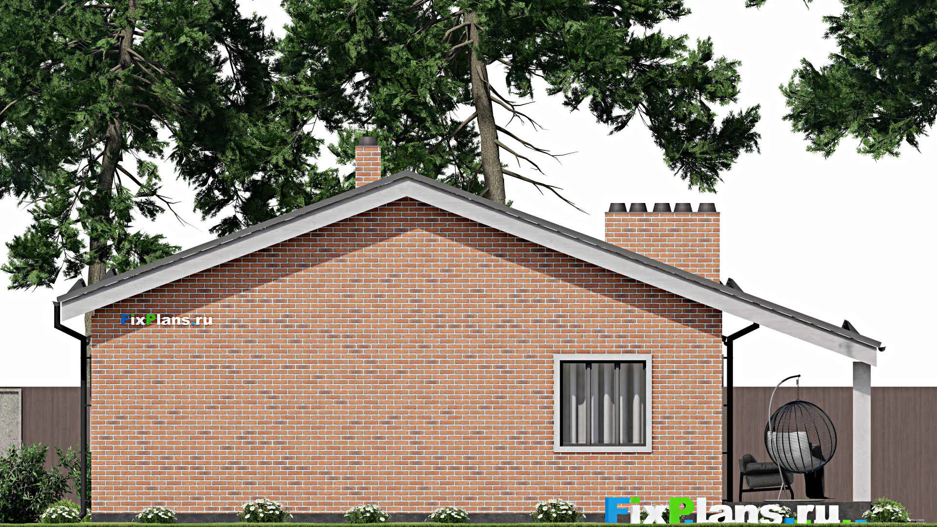 F-4301 - Проект одноэтажного дома 11 на 13, площадью 140 м² с террасой и 3 спальнями