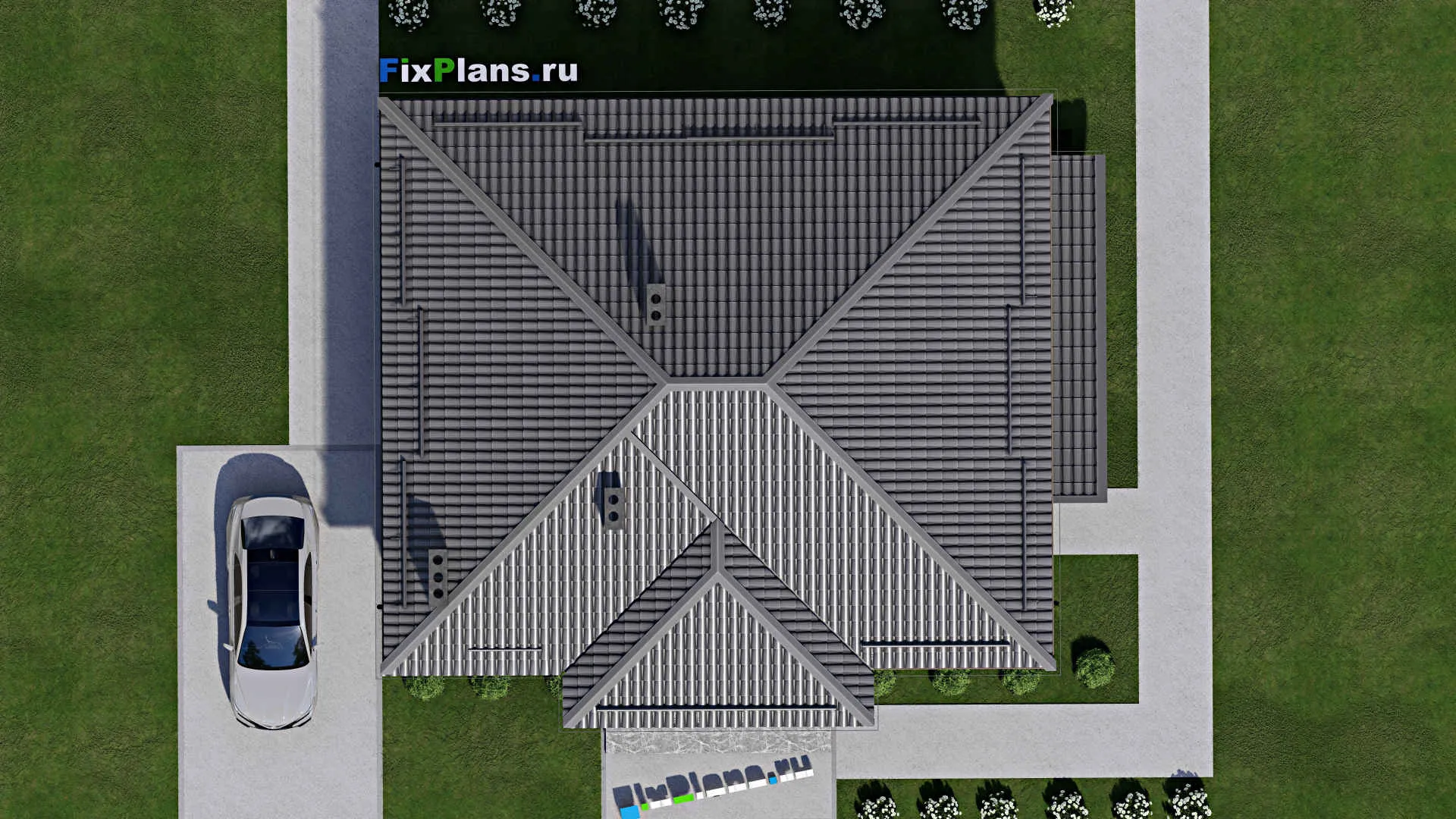 F-3869 - План одноэтажного дома 11 на 13, площадью 100 м² с 3 спальнями