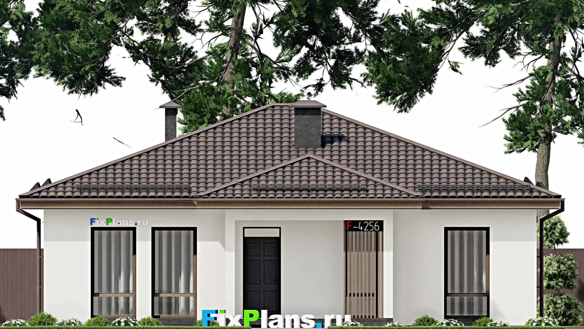 F-4256 - План одноэтажного дома 12 на 13, площадью 160 м² с террасой и 4 спальнями