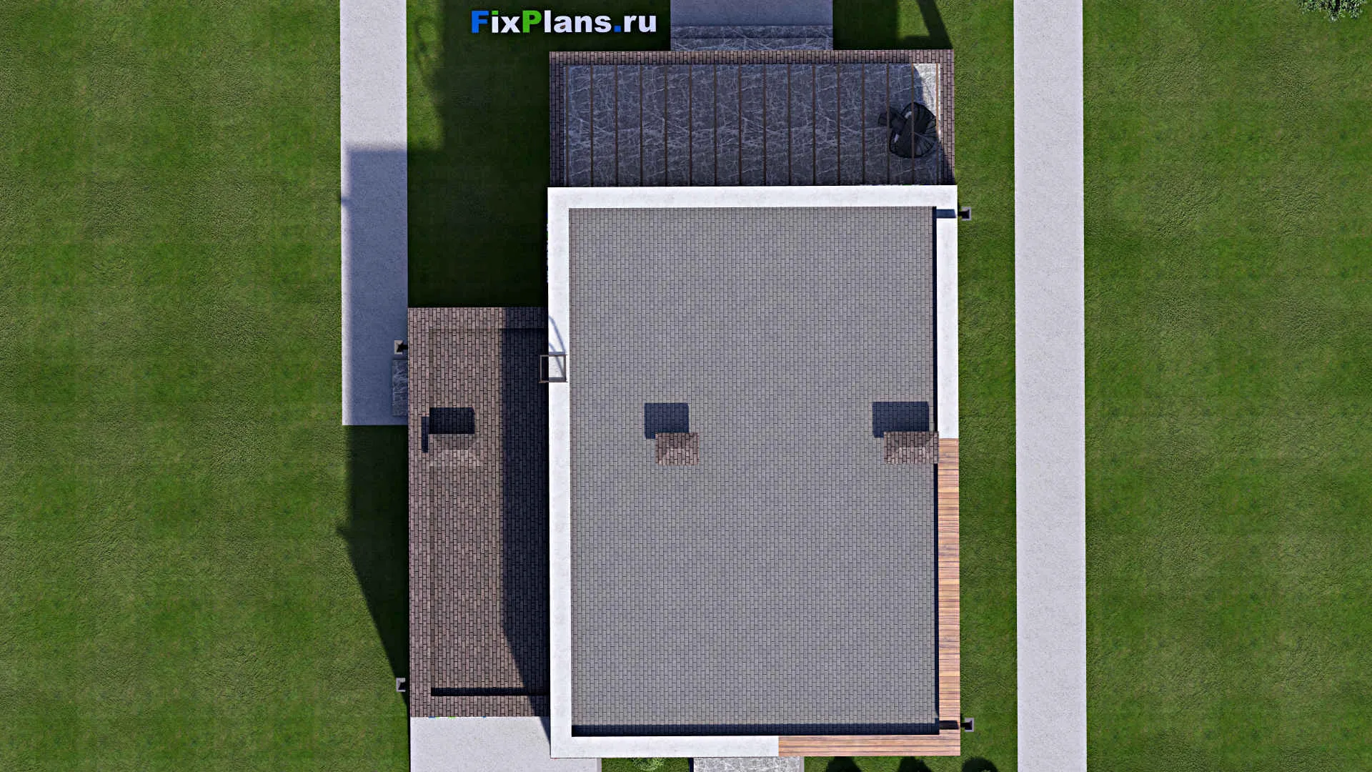 F-13724 - Планы двухэтажного дома 12 на 16, площадью 220 м² с террасой, гаражом на 1 машину и 4 спальнями