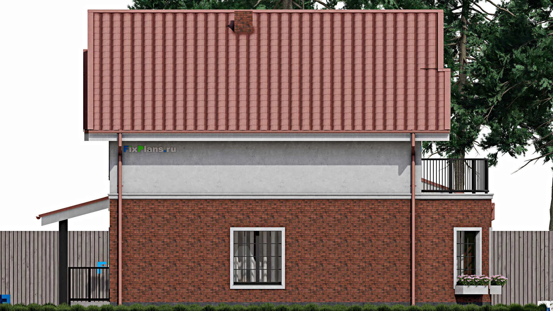 F-0503 - Проект дома с мансардой 11 на 11, площадью 240 м² с балконом и 6 спальнями