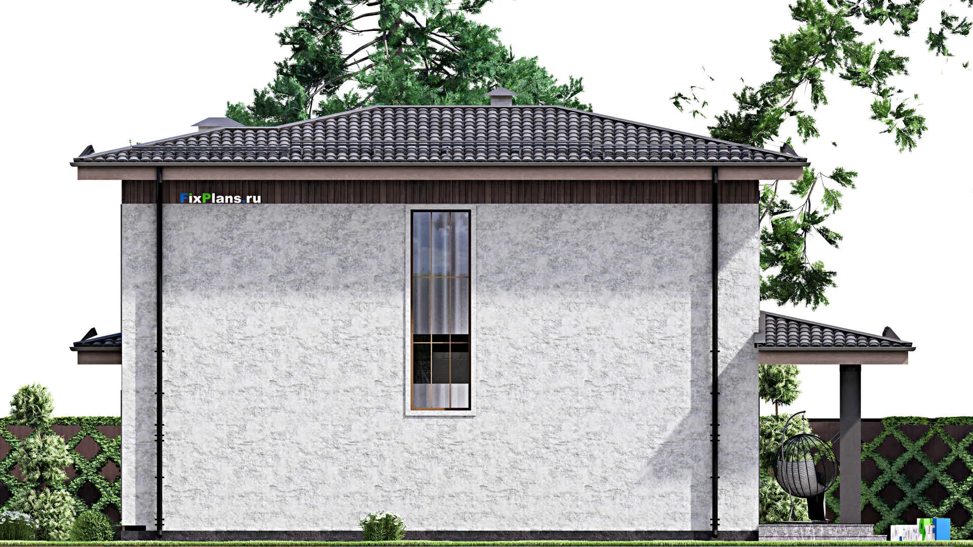 F-12248 - Проект двухэтажного дома 8 на 15, площадью 150 м² с террасой и 4 спальнями