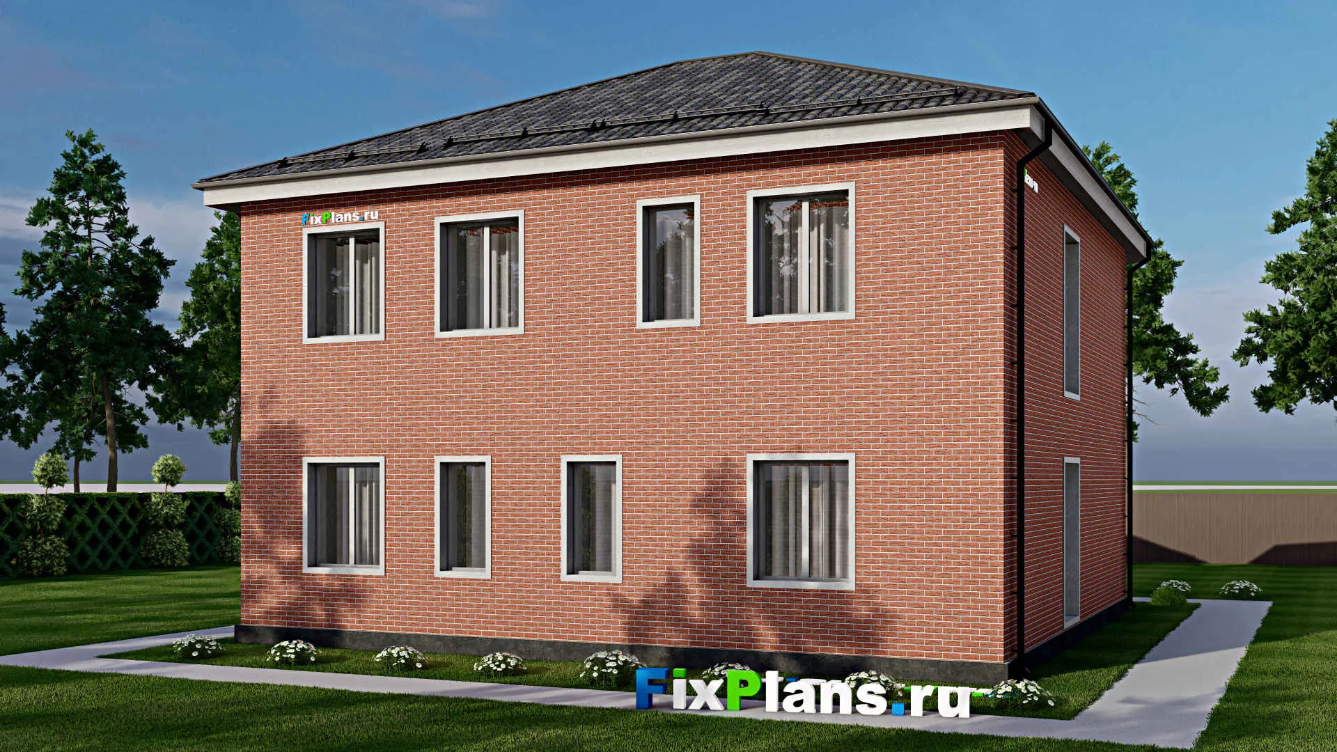 F-6515 - Проект двухэтажного дома 14 на 15, площадью 230 м² с балконом и 6 спальнями