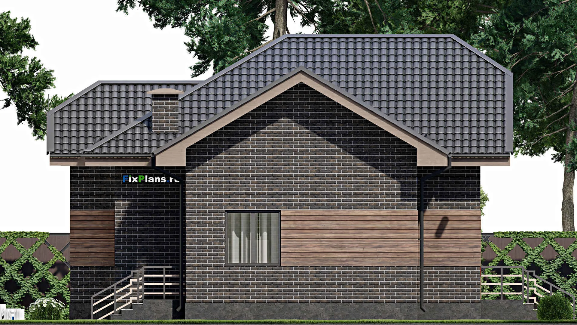 F-4832 - План одноэтажного дома 11 на 12, площадью 90 м² с 2 спальнями