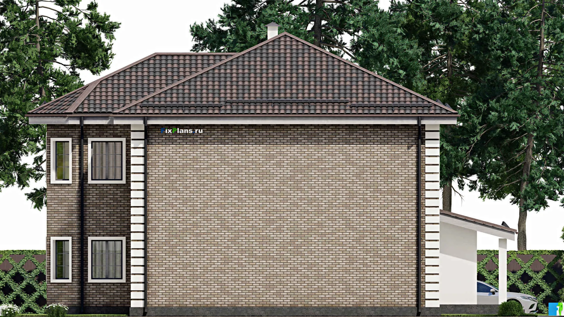 F-5237 - Проект двухэтажного дома 13 на 15, площадью 260 м² с 7 спальнями