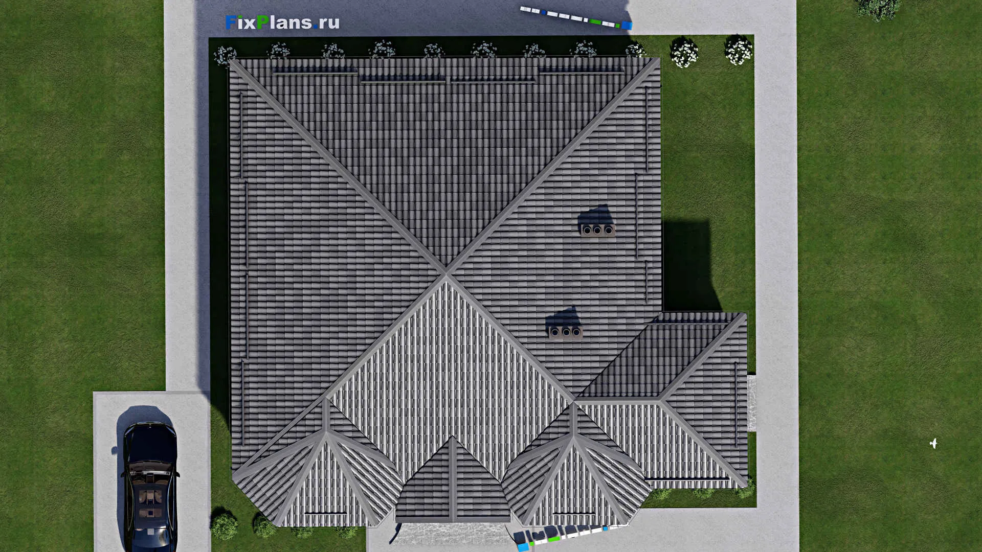 F-7316 - План одноэтажного дома 15 на 16, площадью 190 м² с террасой и 4 спальнями