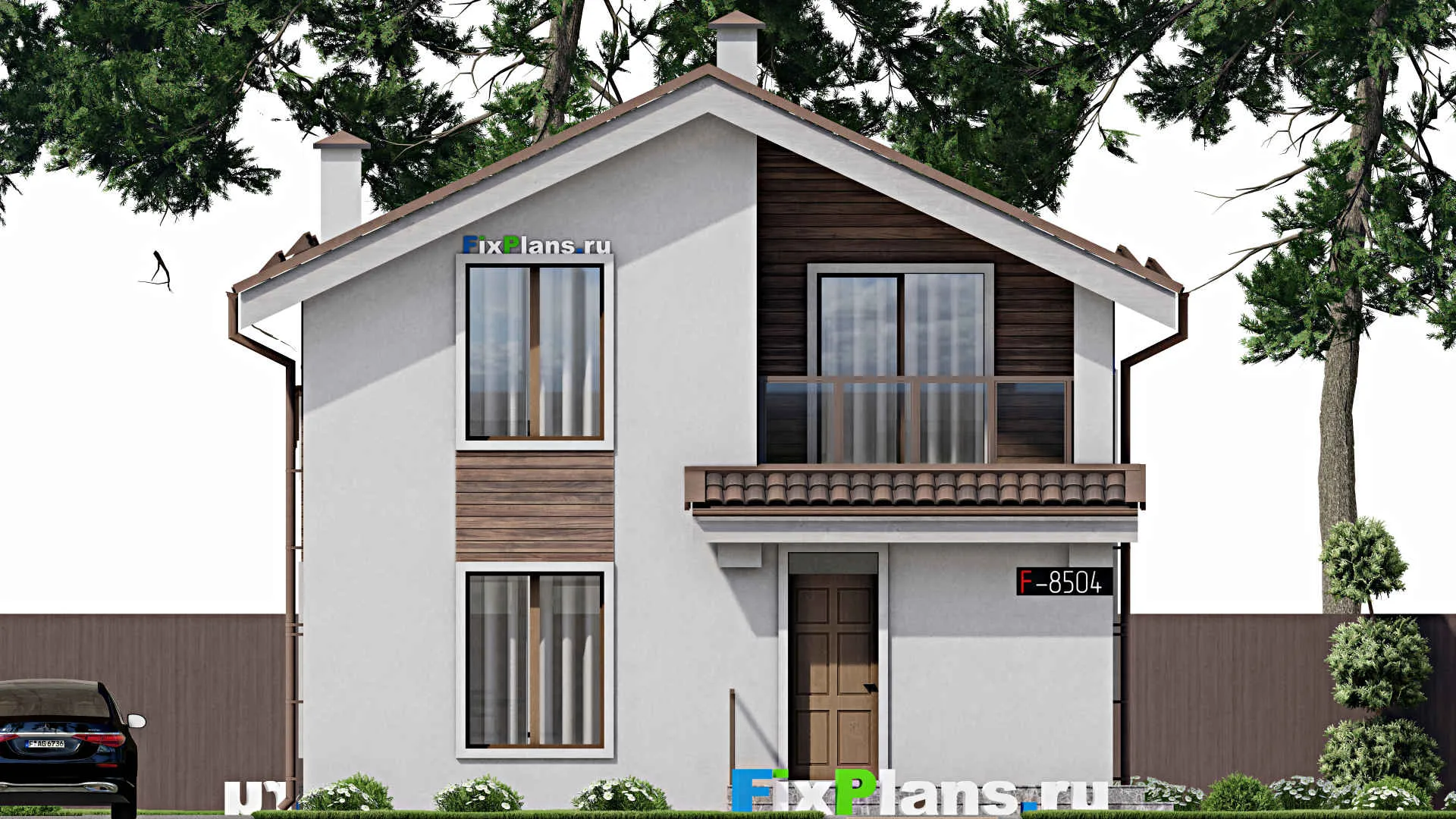 F-8504 - Проект дома с мансардой 9 на 13, площадью 140 м² с террасой, балконом и 3 спальнями