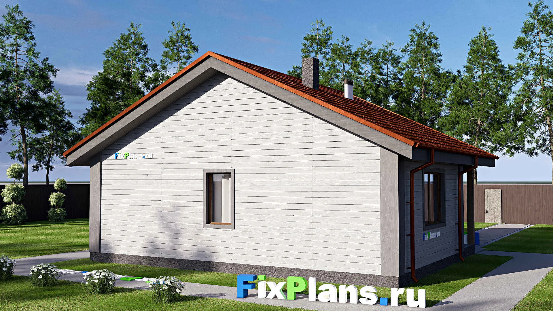 F-18116 - Проект бани 9 на 11, площадью 70 м² с терассой и санузлом