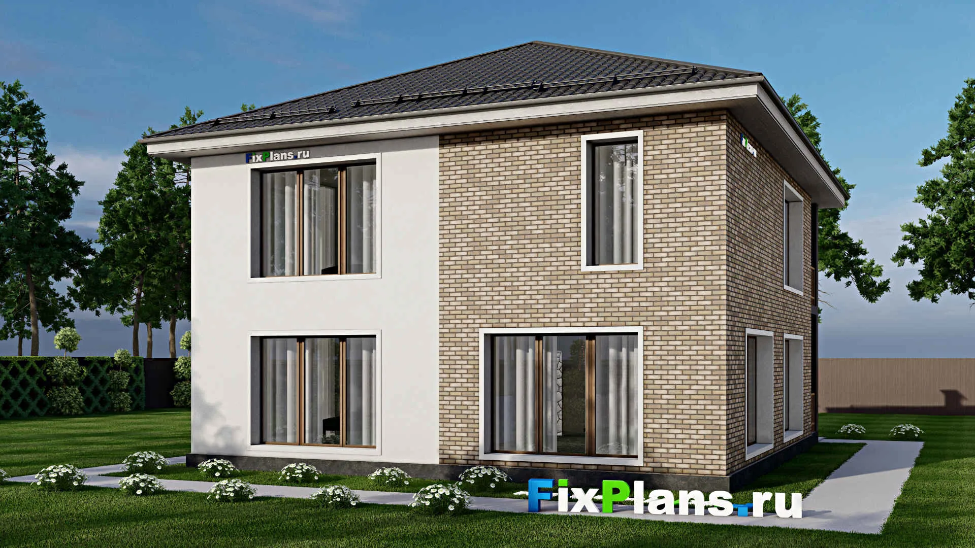 F-10583 - Проект двухэтажного дома 12 на 13, площадью 210 м² с балконом и 4 спальнями