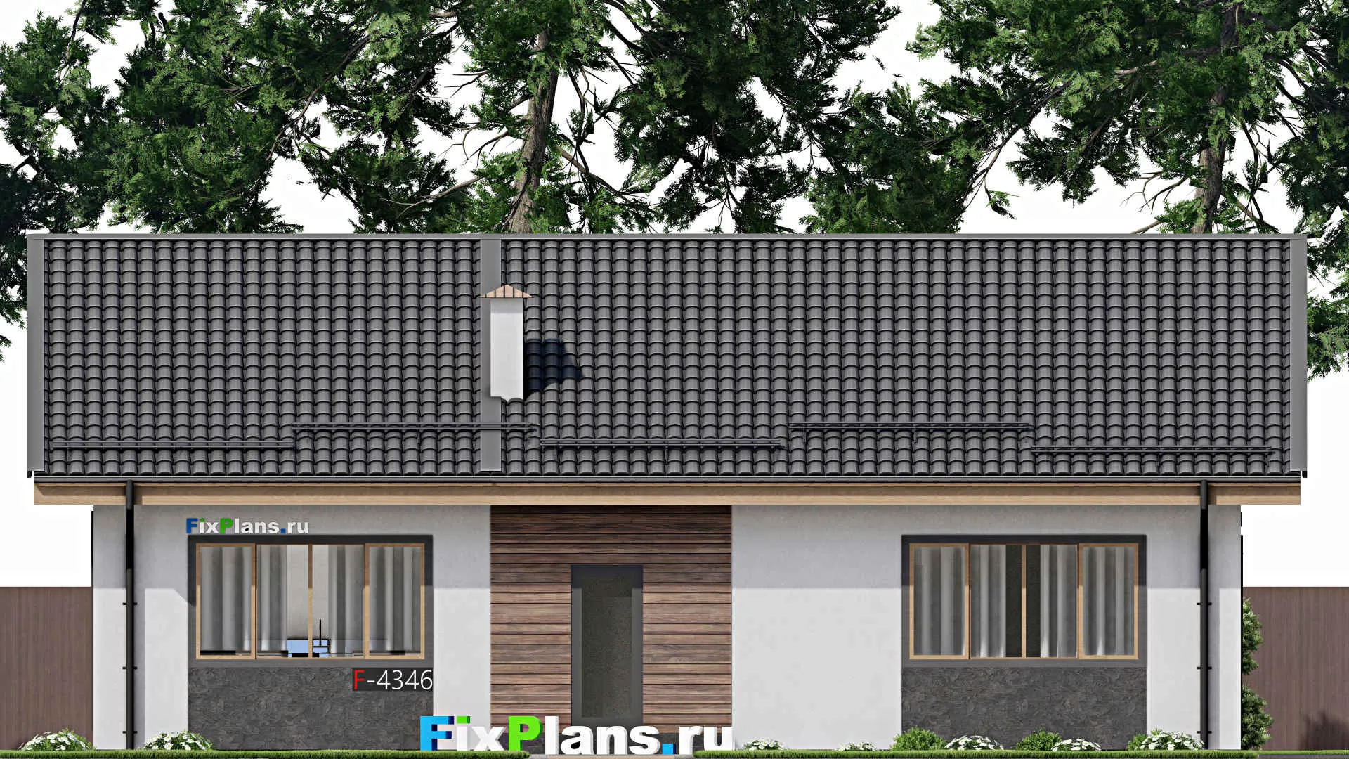 F-4346 - Проект одноэтажного дома 12 на 15, площадью 130 м² с 3 спальнями