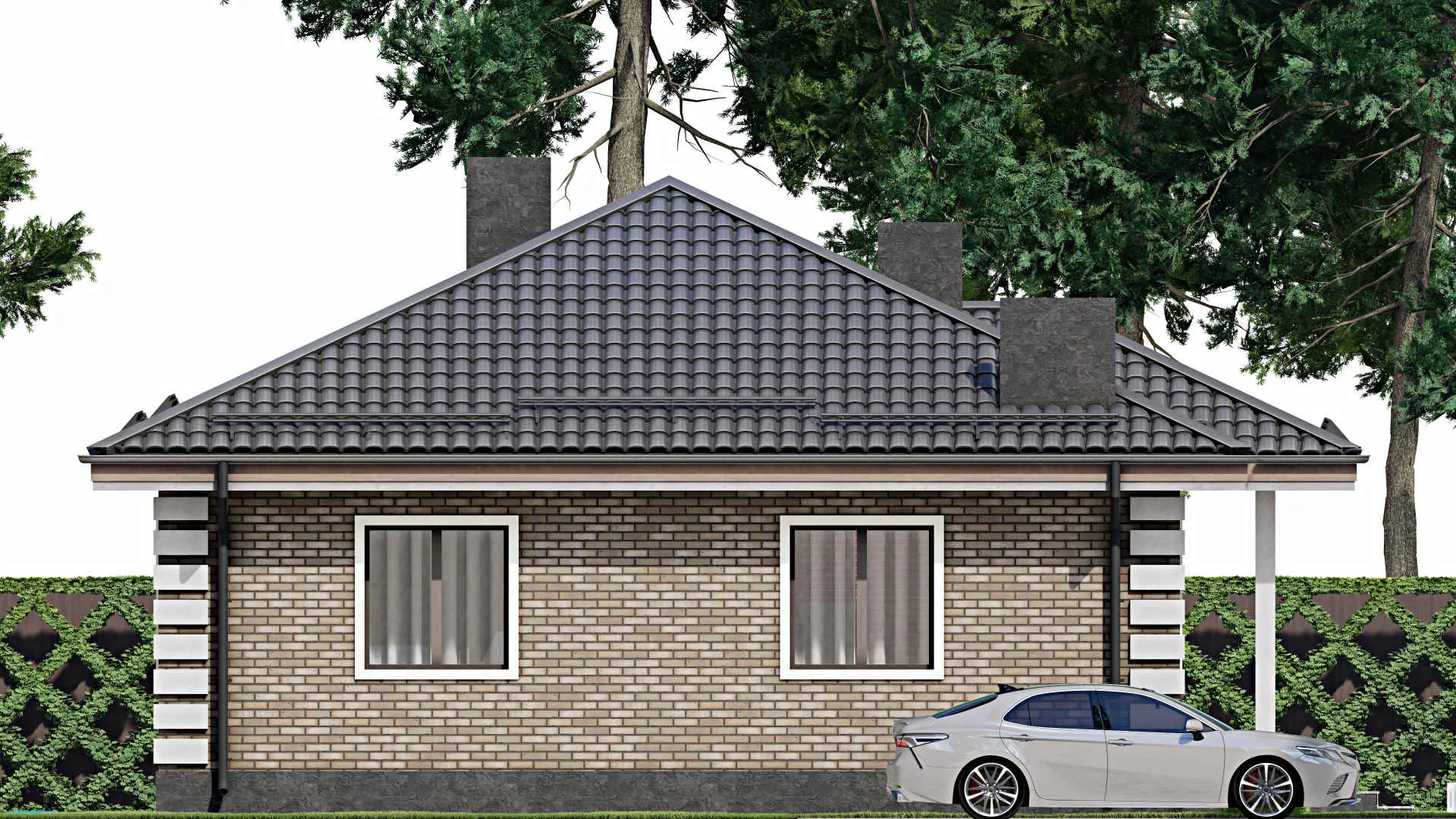 F-3869 - План одноэтажного дома 11 на 13, площадью 100 м² с 3 спальнями