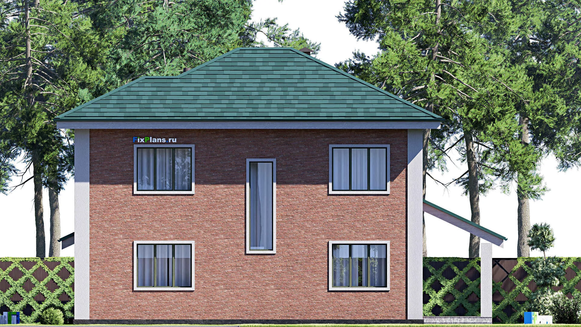 F-19007 - Проект одноэтажного дома 10 на 15, площадью 160 м² с террасой и 3 спальнями