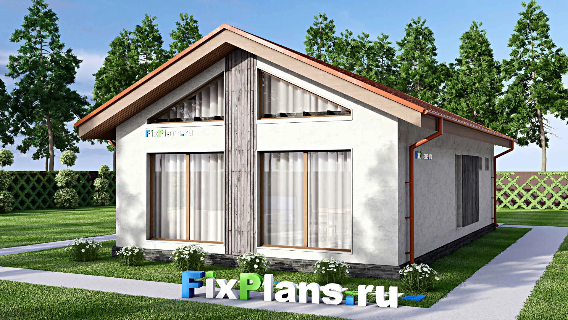 F-13427 - План одноэтажного дома 9 на 15, площадью 90 м² с 2 спальнями