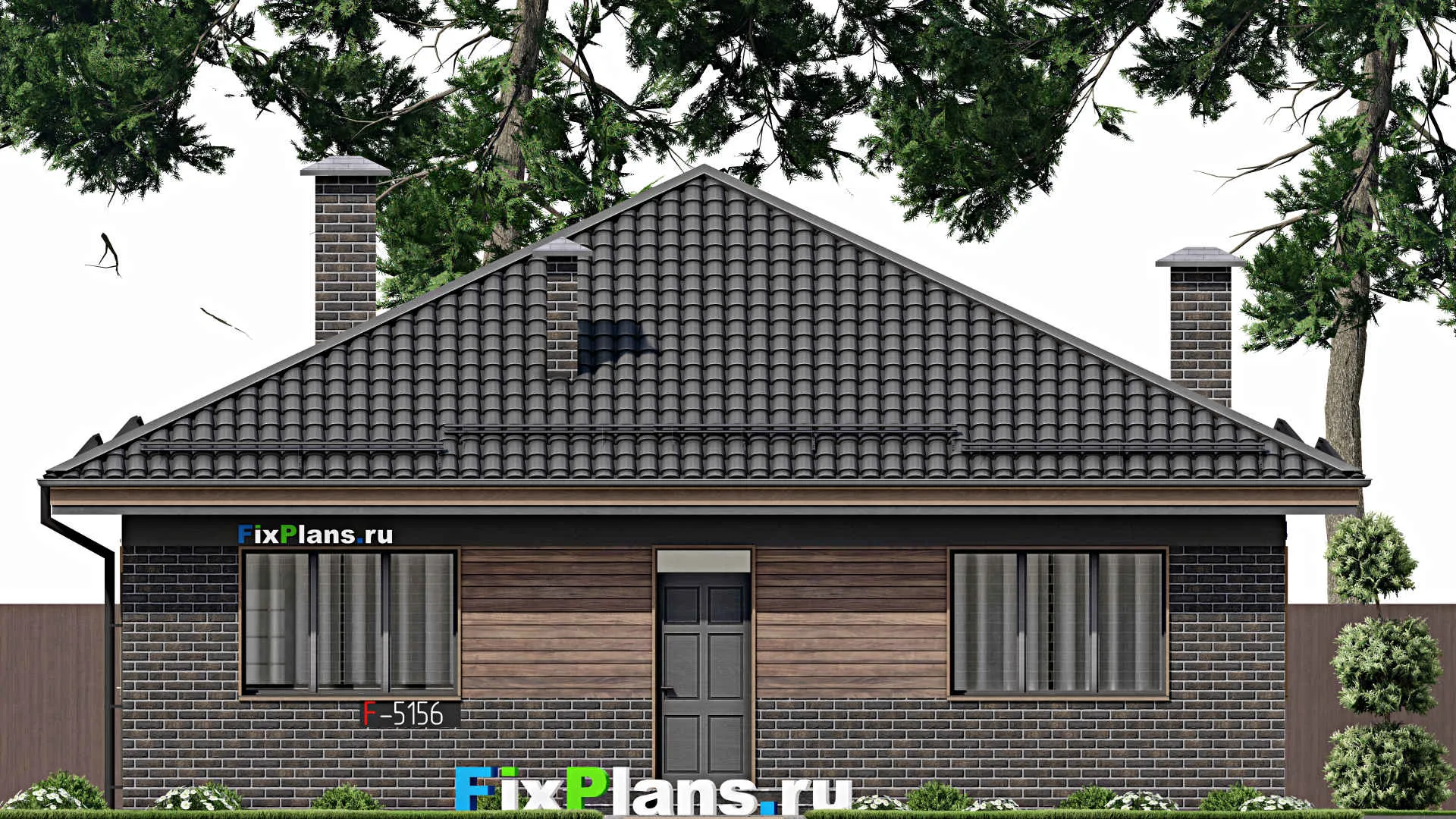 F-5156 - План одноэтажного дома 12 на 12, площадью 110 м² с 3 спальнями