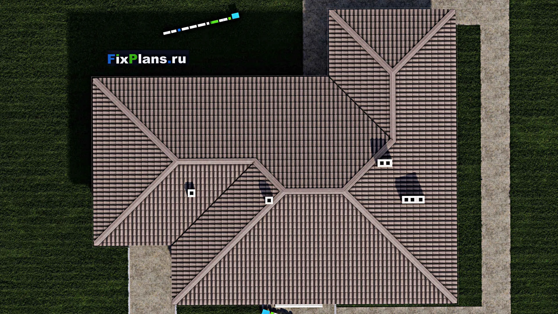 F-0827 - Проект одноэтажного дома 11 на 18, площадью 150 м² с террасой, гаражом на 1 машину и 3 спальнями