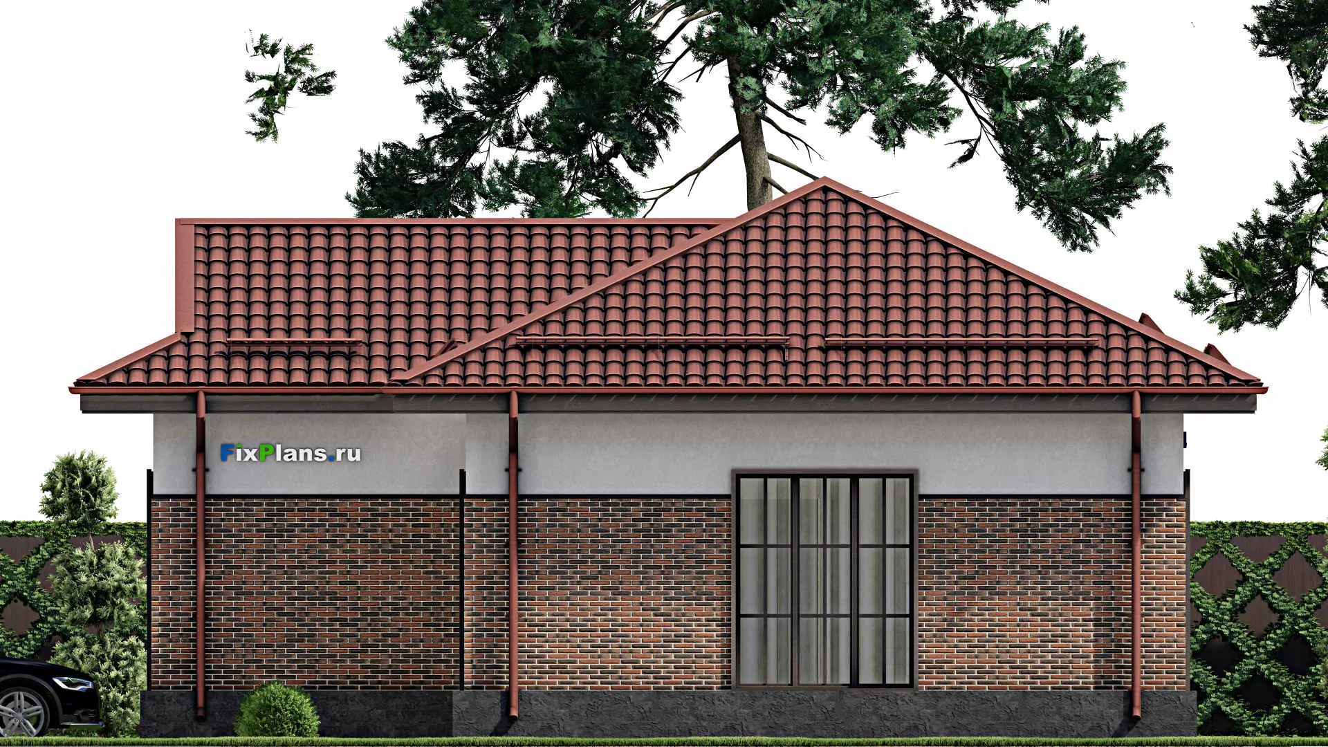 F-1952 - Проект одноэтажного дома 12 на 14, площадью 100 м² с 2 спальнями