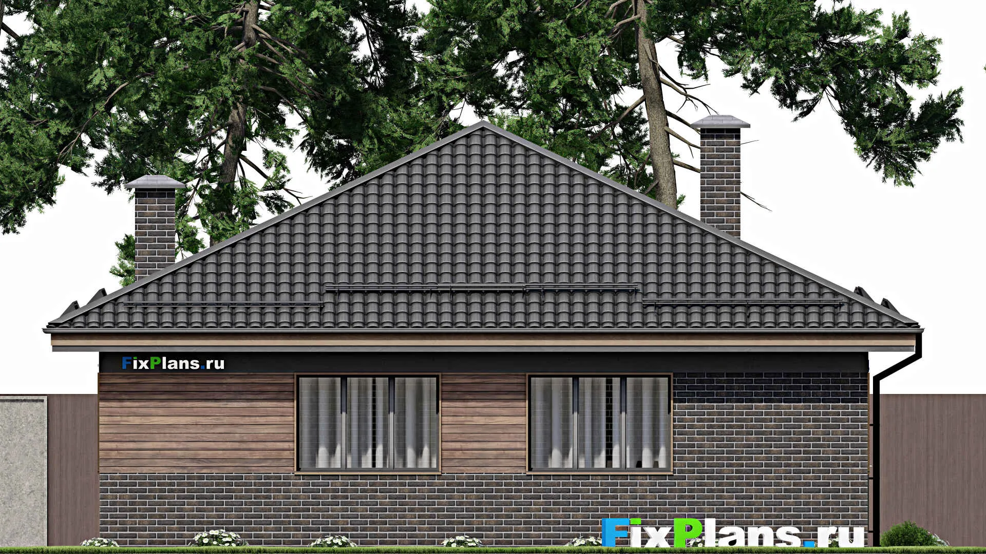 F-5156 - План одноэтажного дома 12 на 12, площадью 110 м² с 3 спальнями