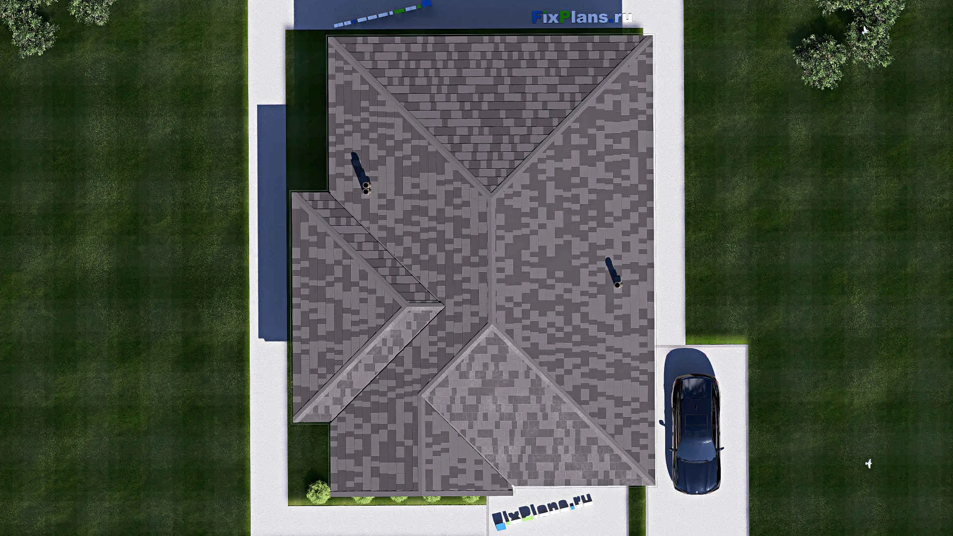 F-20744 - Проект одноэтажного дома 13 на 17, площадью 150 м² с 3 спальнями