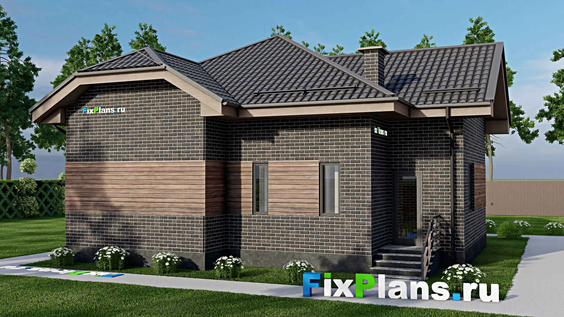 F-4832 - План одноэтажного дома 11 на 12, площадью 90 м² с 2 спальнями