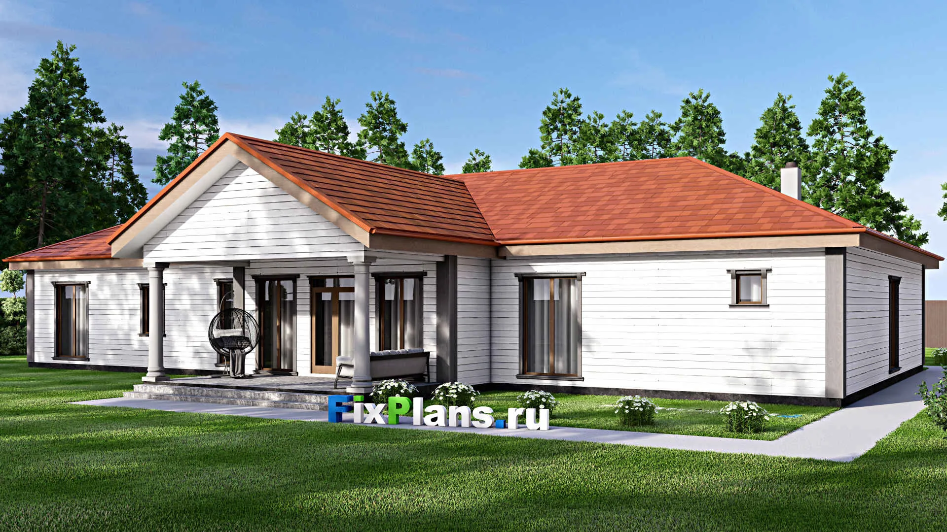 F-16379 - План одноэтажного дома 19 на 26, площадью 280 м² с 3 спальнями