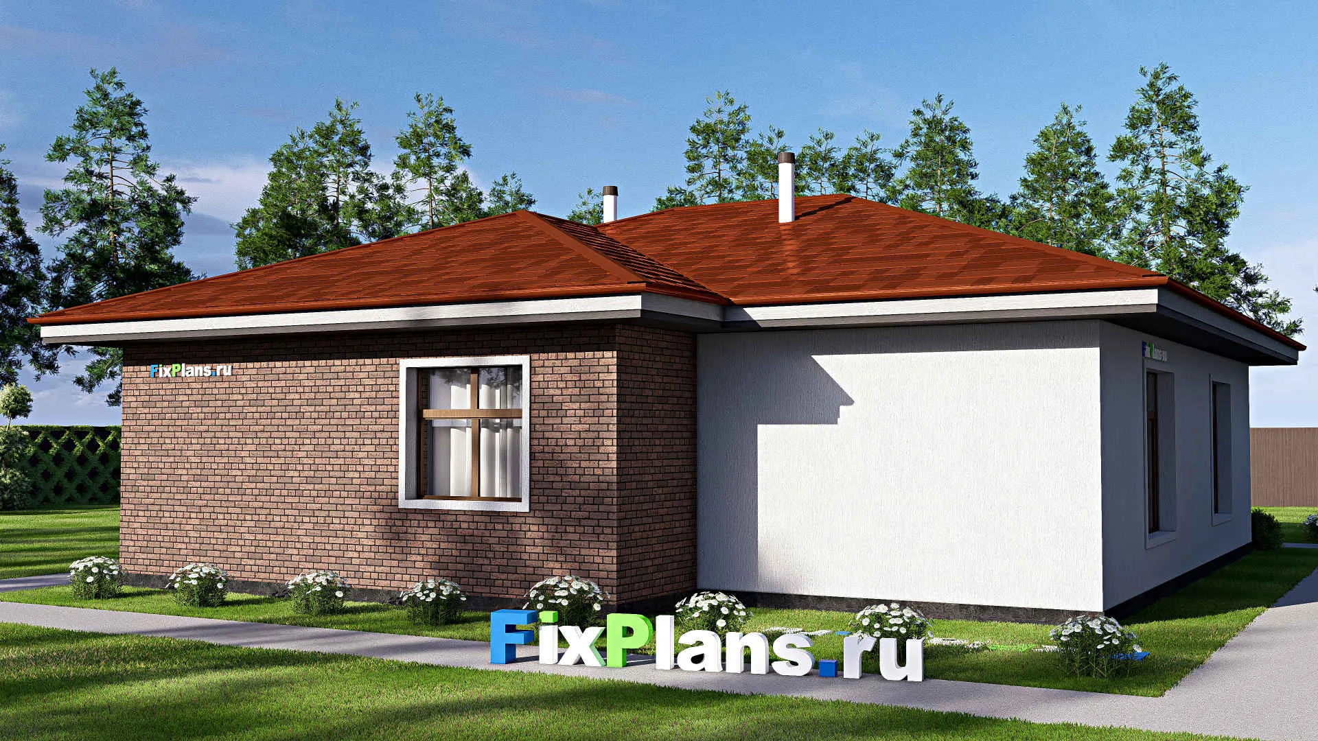 F-17630 - Проект одноэтажного дома 14 на 15, площадью 140 м² с 2 спальнями