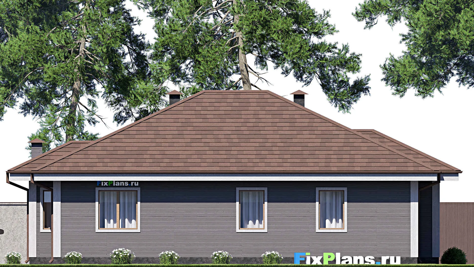 F-17027 - План одноэтажного дома 13 на 16, площадью 130 м² с 3 спальнями