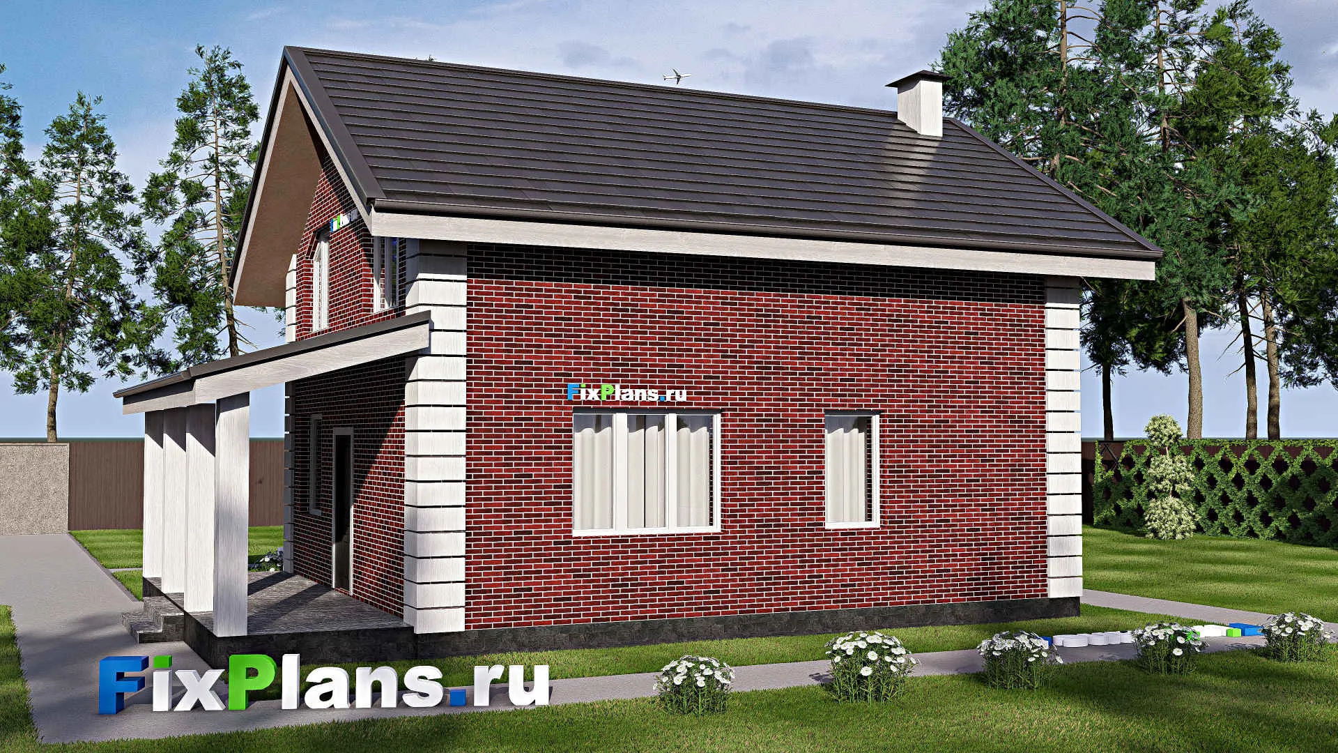 F-17342 - Проект дома с мансардой 10 на 12, площадью 120 м² с террасой и 3 спальнями