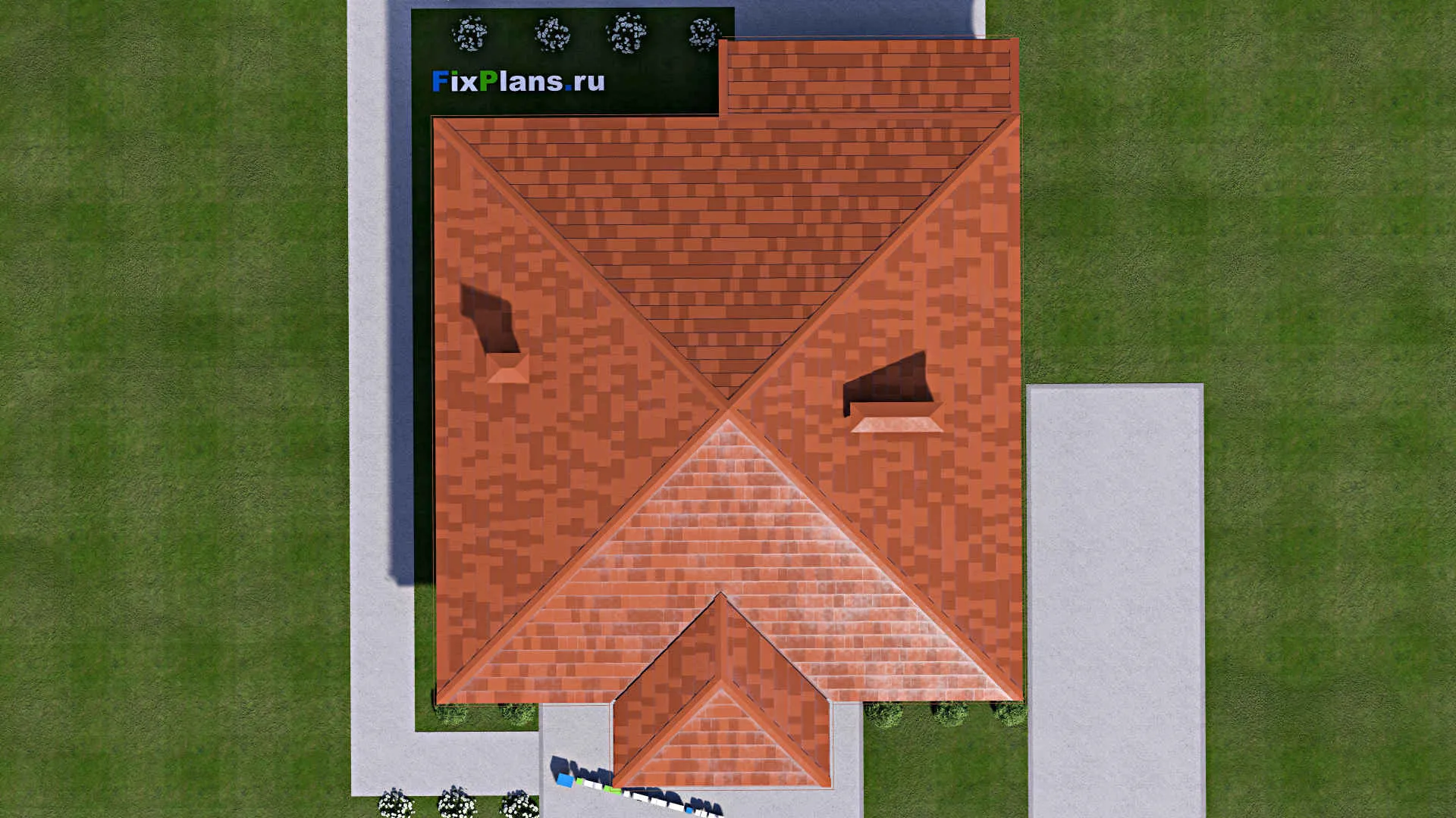 F-14066 - План одноэтажного дома 12 на 17, площадью 140 м² с террасой и 3 спальнями