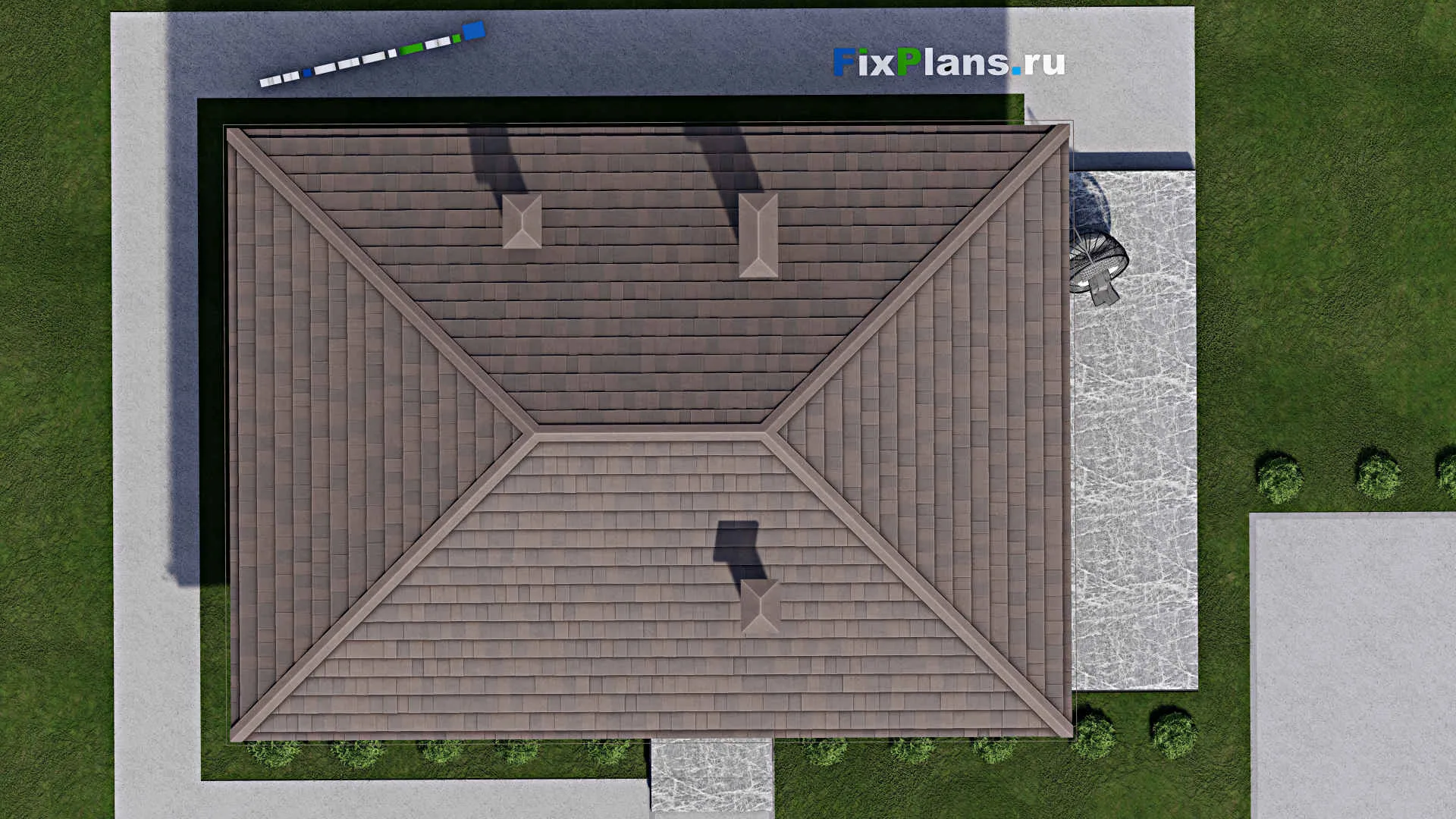 F-10610 - Проект одноэтажного дома 11 на 17, площадью 130 м² с террасой и 2 спальнями