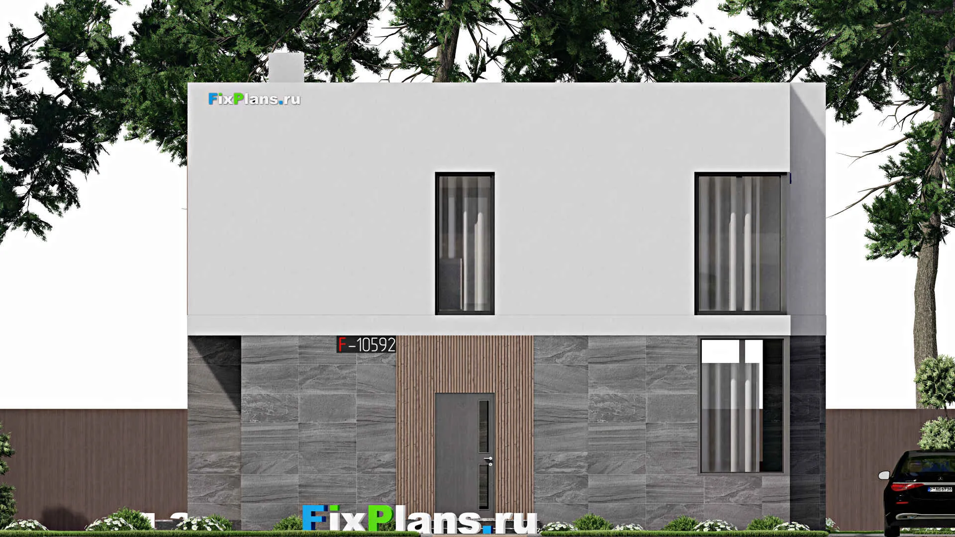 F-10592 - Проект двухэтажного дома 11 на 12, площадью 170 м² с балконом и 5 спальнями