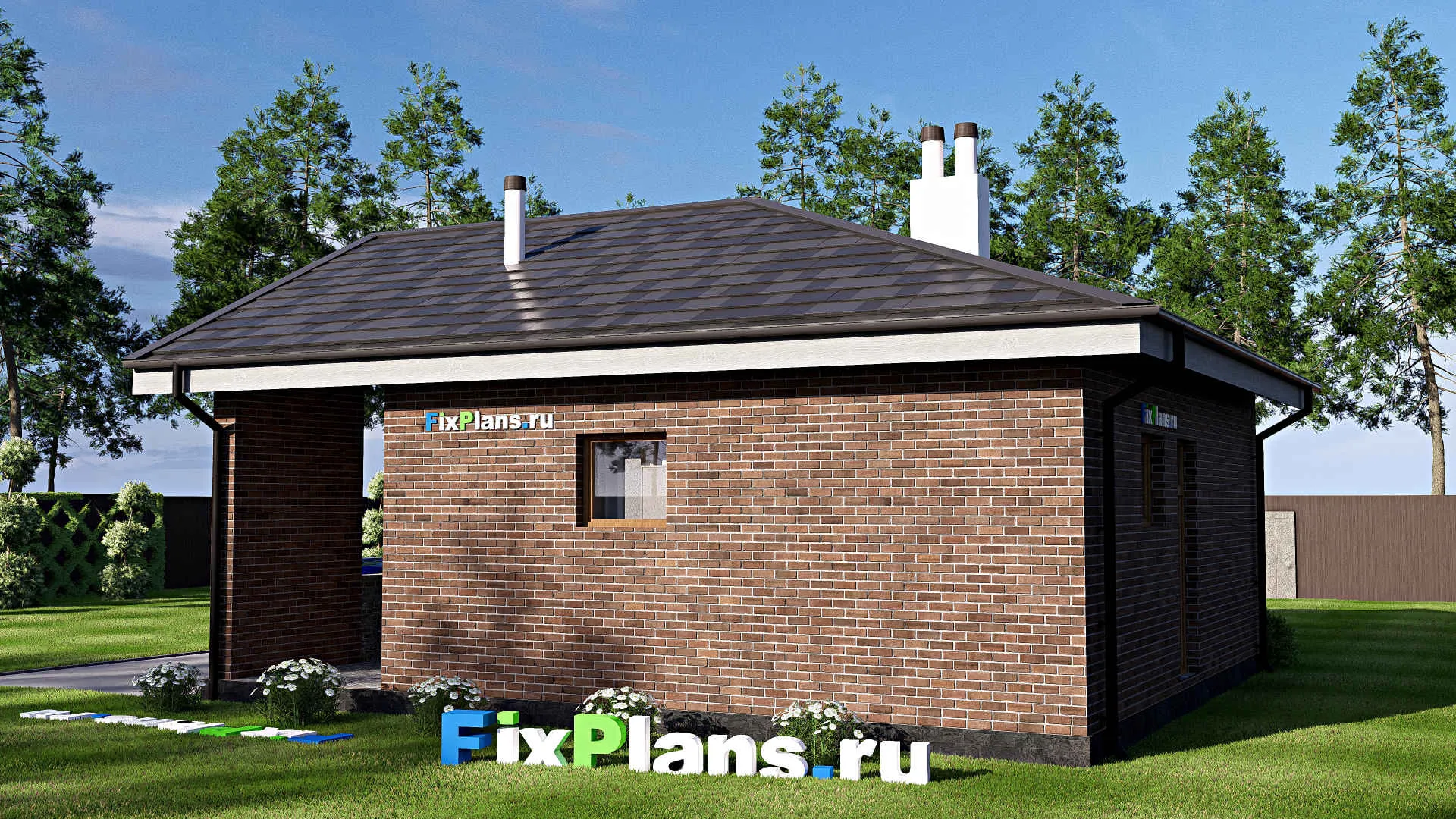 F-20870 - Проект бани 9 на 10, площадью 60 м² с комнатой отдыха и санузлом