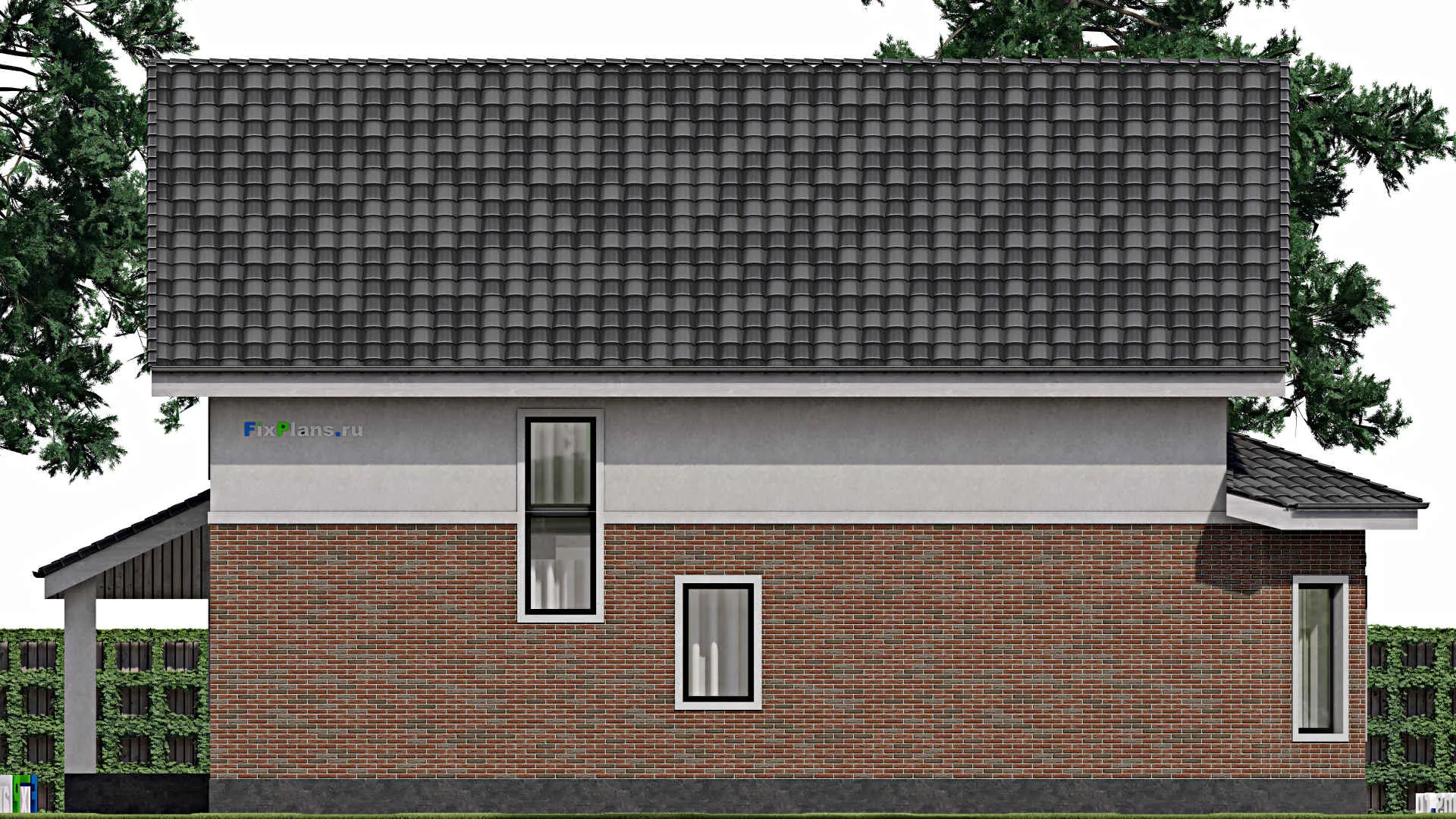 F-1592i - Проект дома с мансардой 11 на 15, площадью 210 м² с террасой и 5 спальнями