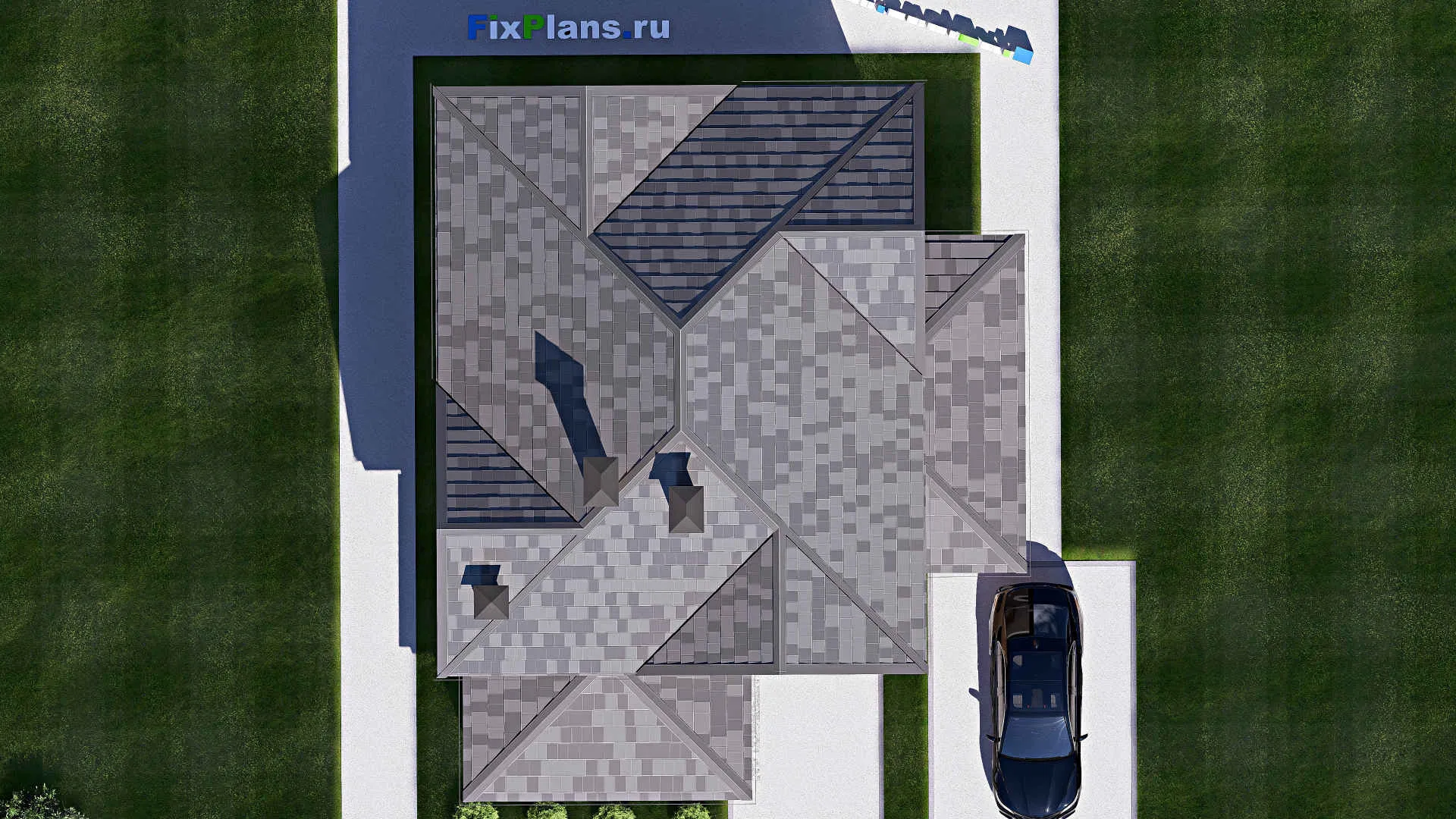 F-17324 - Планы дома с мансардой 11 на 14, площадью 140 м² с террасой и 4 спальнями