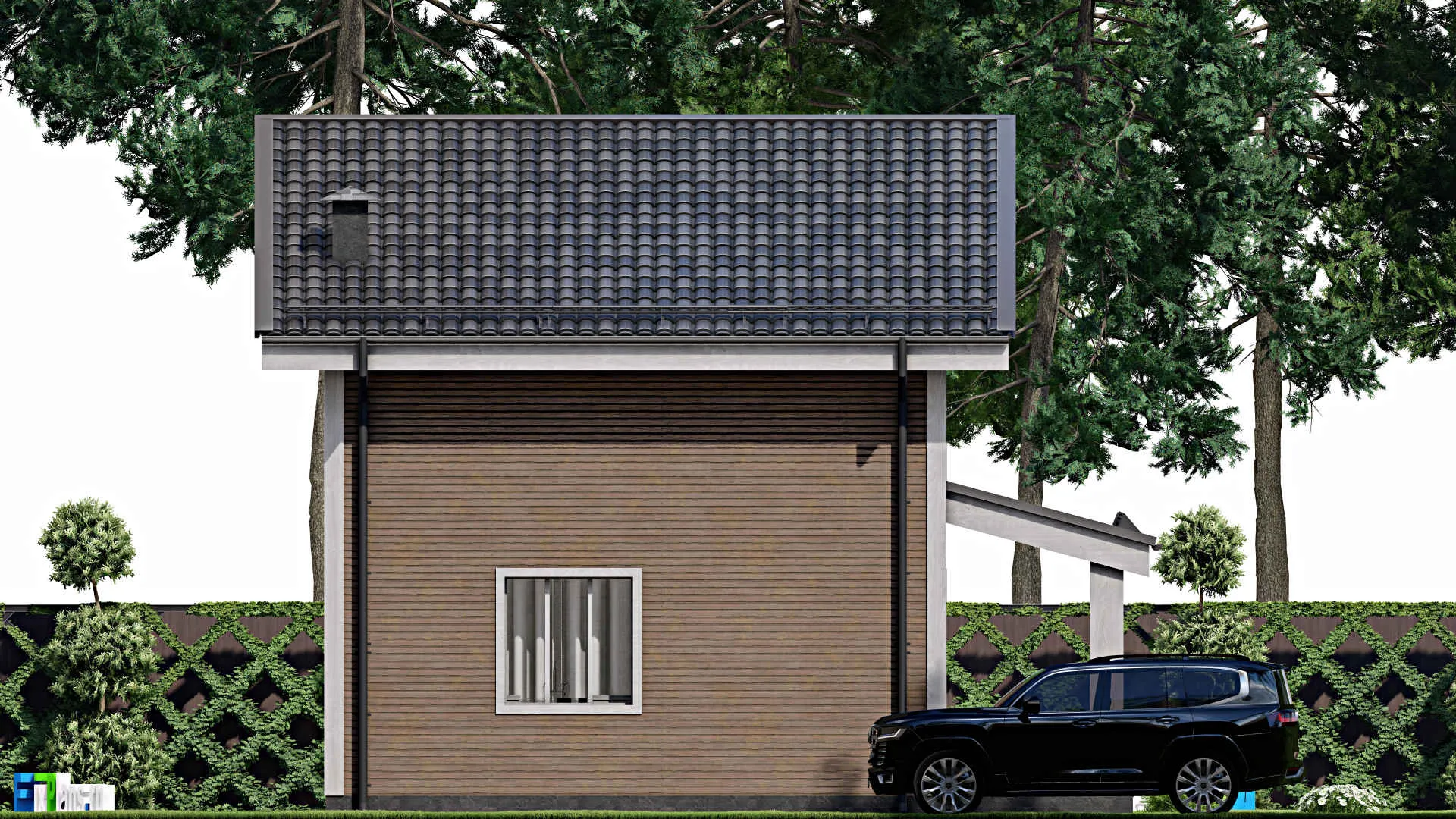 F-10763 - Проект дома с мансардой 10 на 14, площадью 110 м² с террасой и 3 спальнями