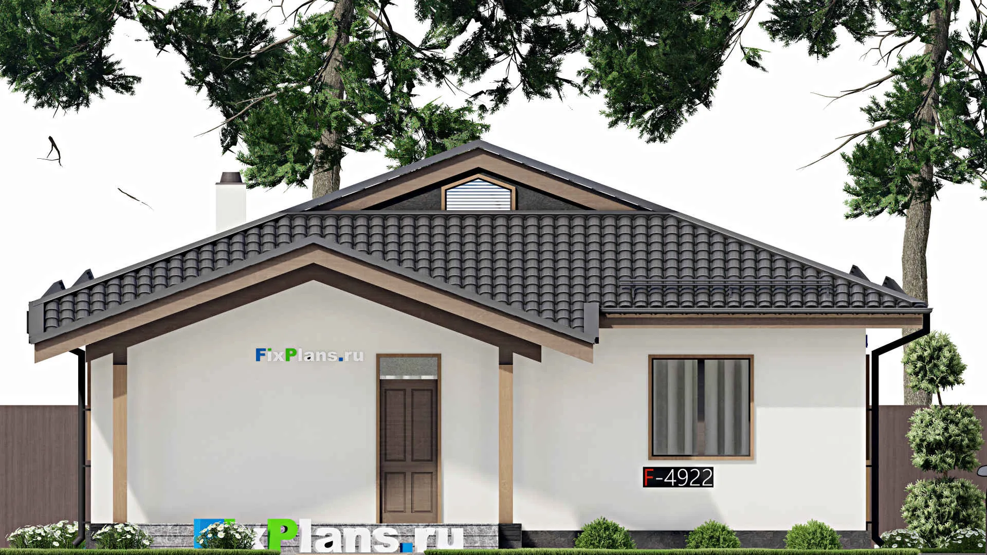 F-4922 - План одноэтажного дома 11 на 13, площадью 150 м² с террасой и 2 спальнями