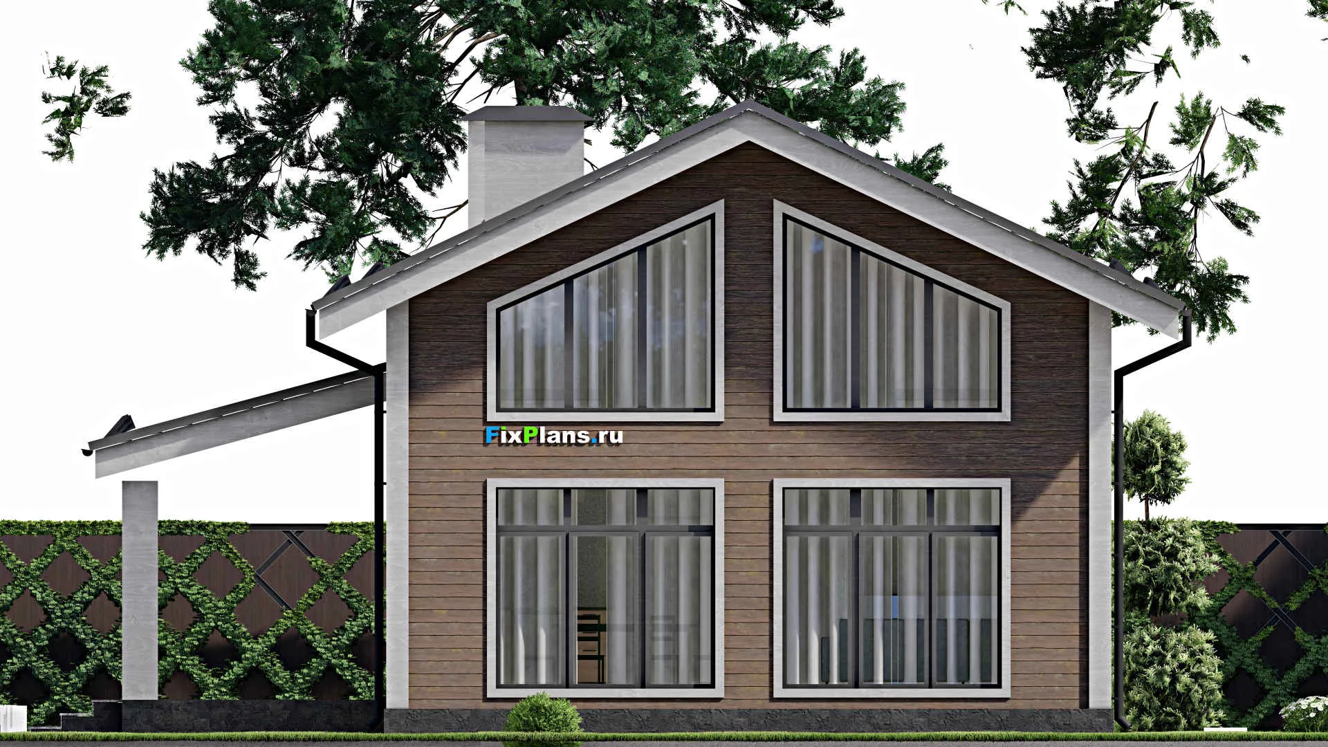 F-4877 - Проект дома с мансардой 8 на 10, площадью 130 м² с террасой и 4 спальнями