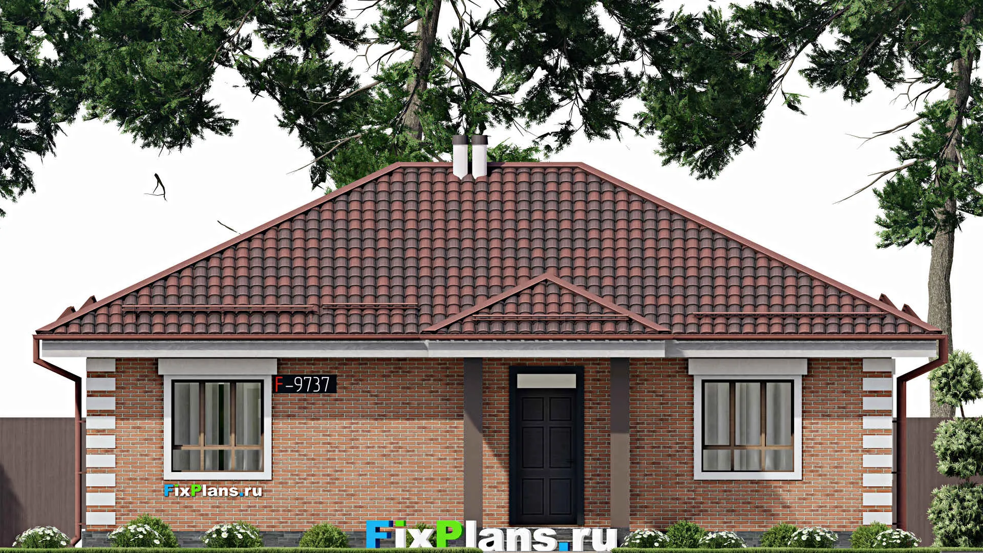 F-9737 - План одноэтажного дома 11 на 13, площадью 100 м² с 3 спальнями