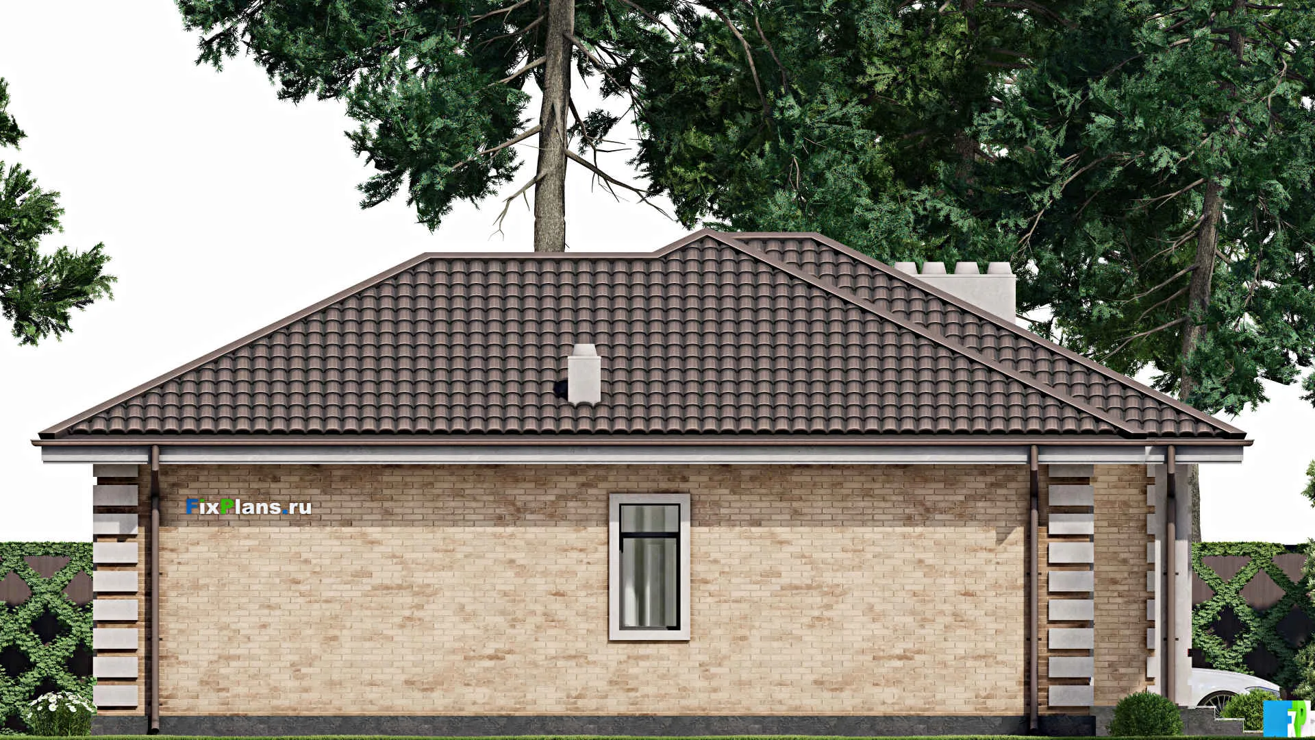 F-3680 - План одноэтажного дома 13 на 14, площадью 120 м² с 3 спальнями