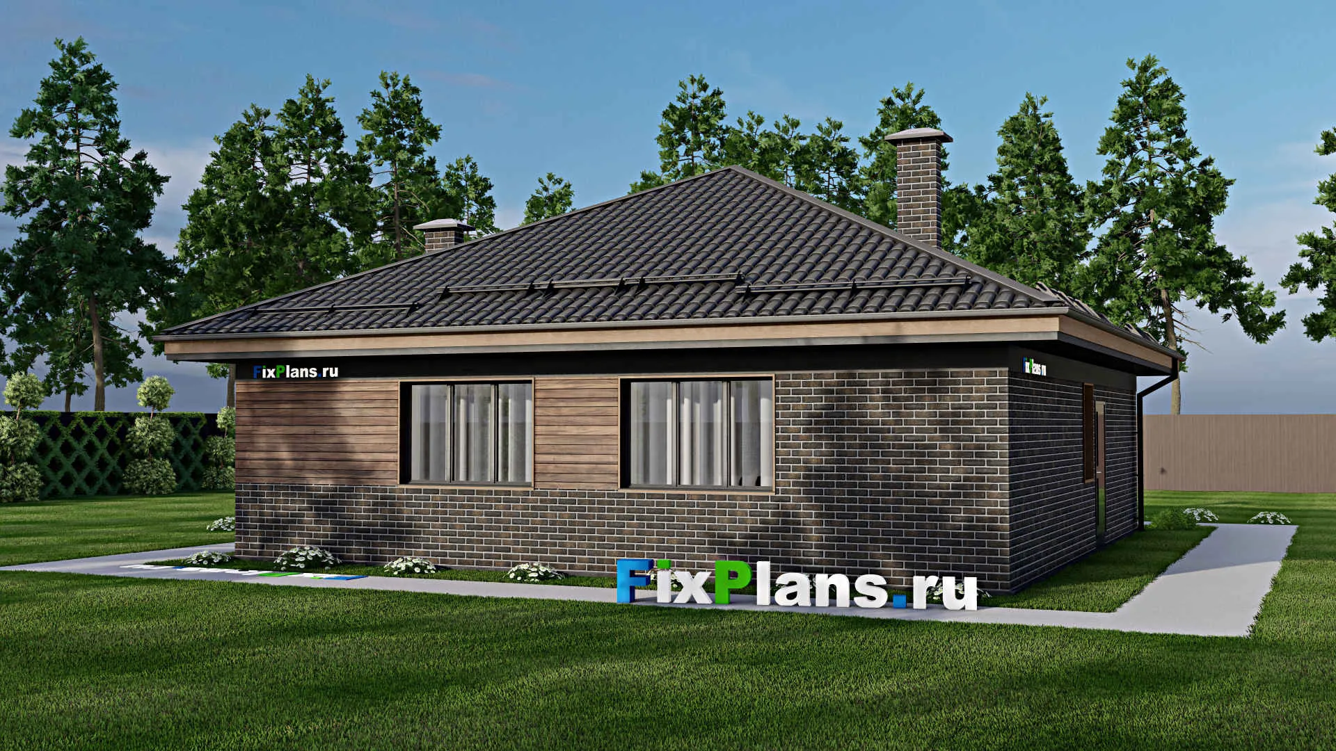 F-5156 - План одноэтажного дома 12 на 12, площадью 110 м² с 3 спальнями