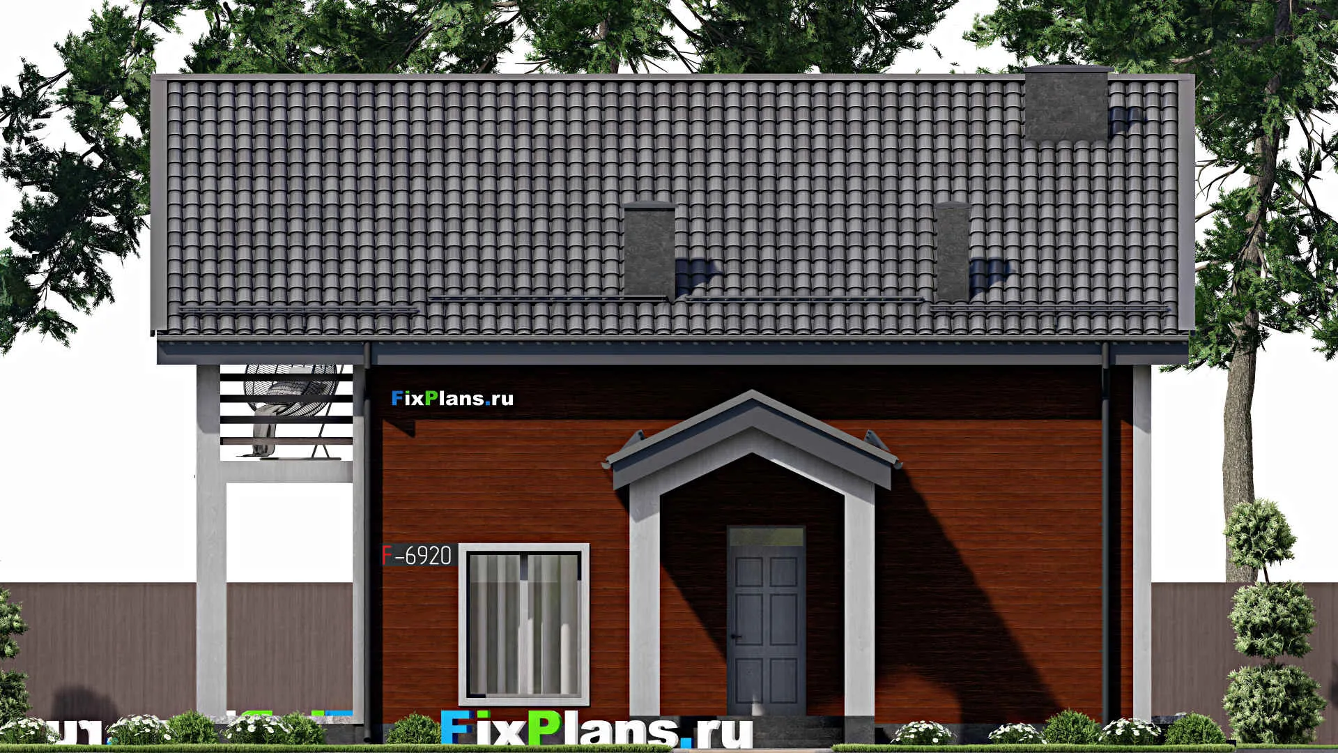 F-6920 - Планы дома с мансардой 10 на 12, площадью 200 м² с террасой, балконом и 4 спальнями