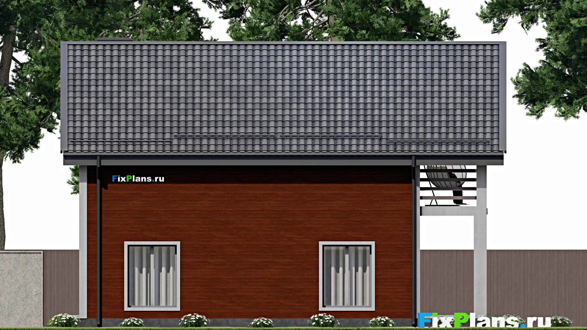 F-6920 - Планы дома с мансардой 10 на 12, площадью 200 м² с террасой, балконом и 4 спальнями