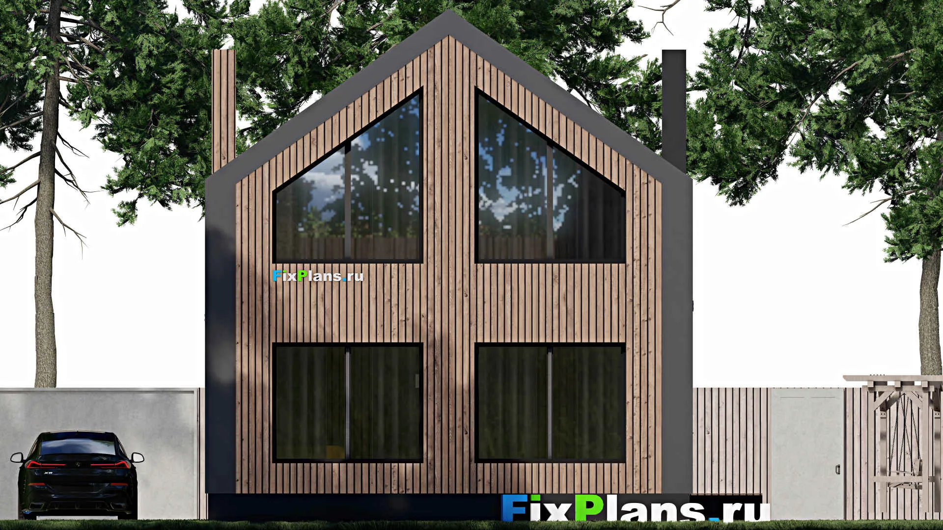 F-1538 - Проект дома с мансардой 8 на 18, площадью 230 м² с террасой, балконом и 4 спальнями