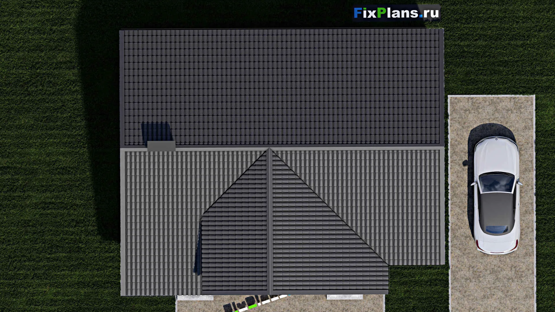 F-0872 - Проект одноэтажного дома 12 на 15, площадью 130 м² с террасой и 3 спальнями