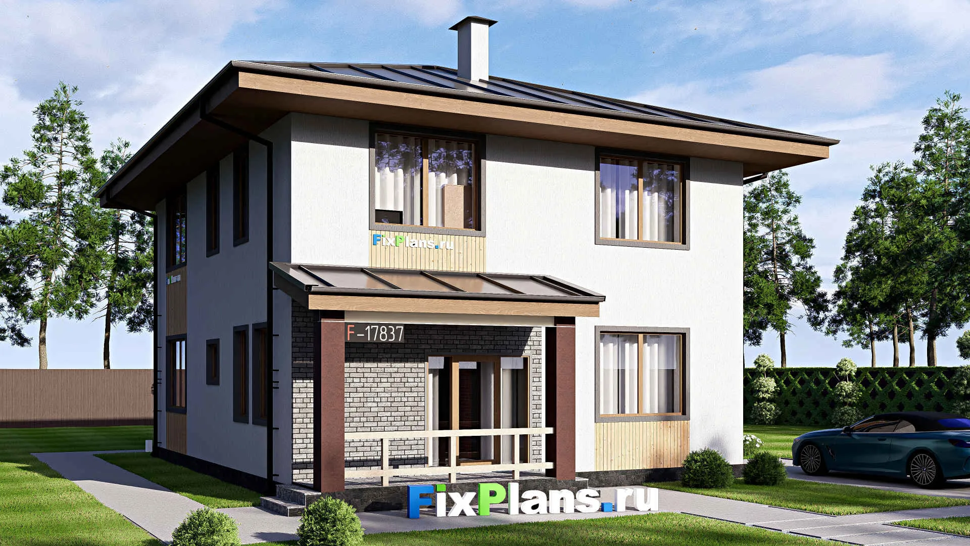 F-17837 - Проект двухэтажного дома 10 на 13, площадью 170 м² с 5 спальнями